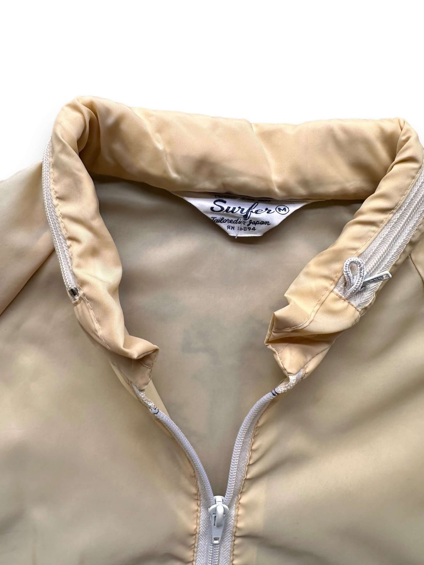Roll Collar with Hood within view on Vintage Made In Japan Surfer Nylon Jacket SZ M | Vintage Clothing Seattle