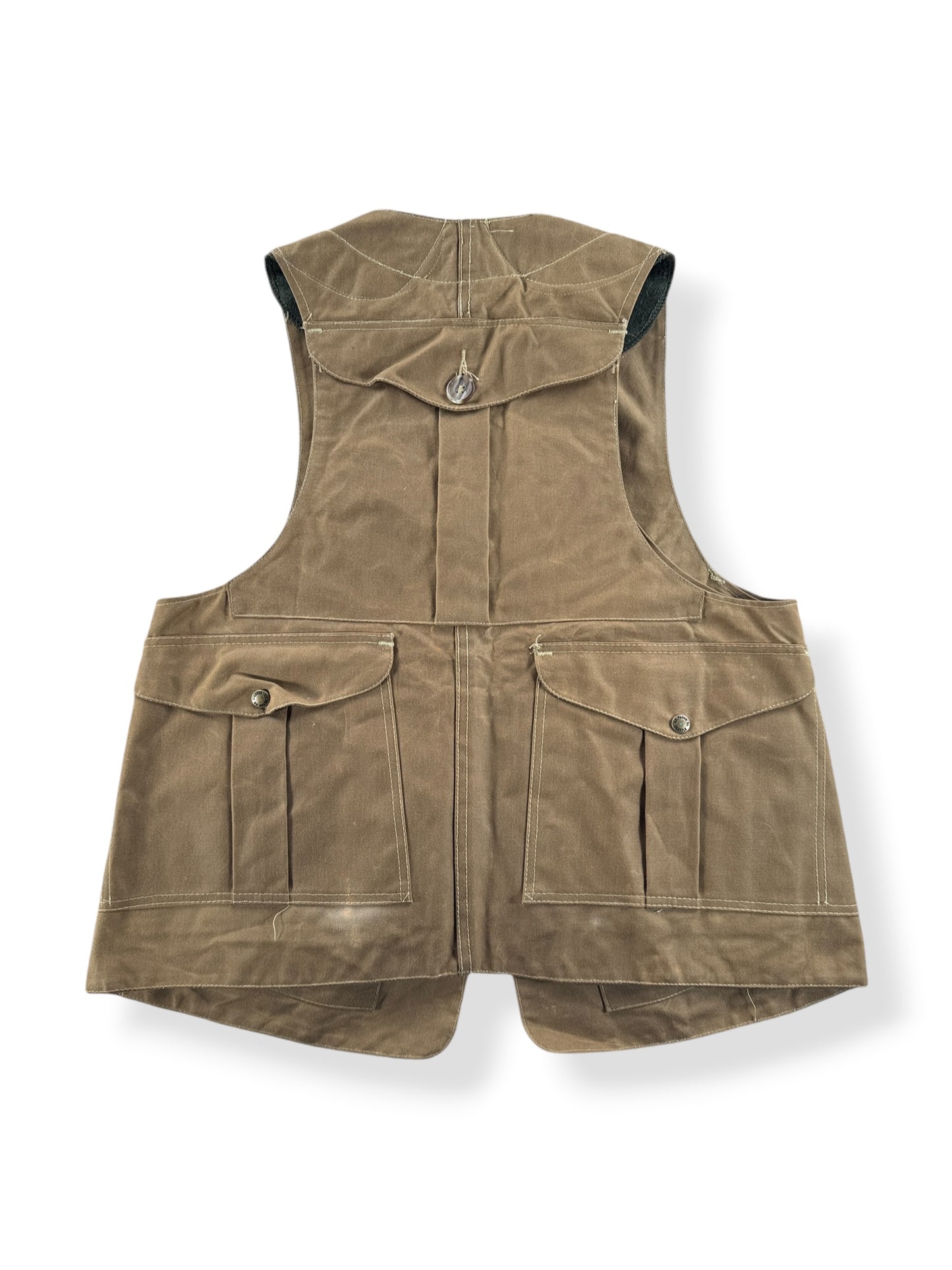 Back of Vintage Filson Half Moon Tin Cloth Hunting Vest SZ M