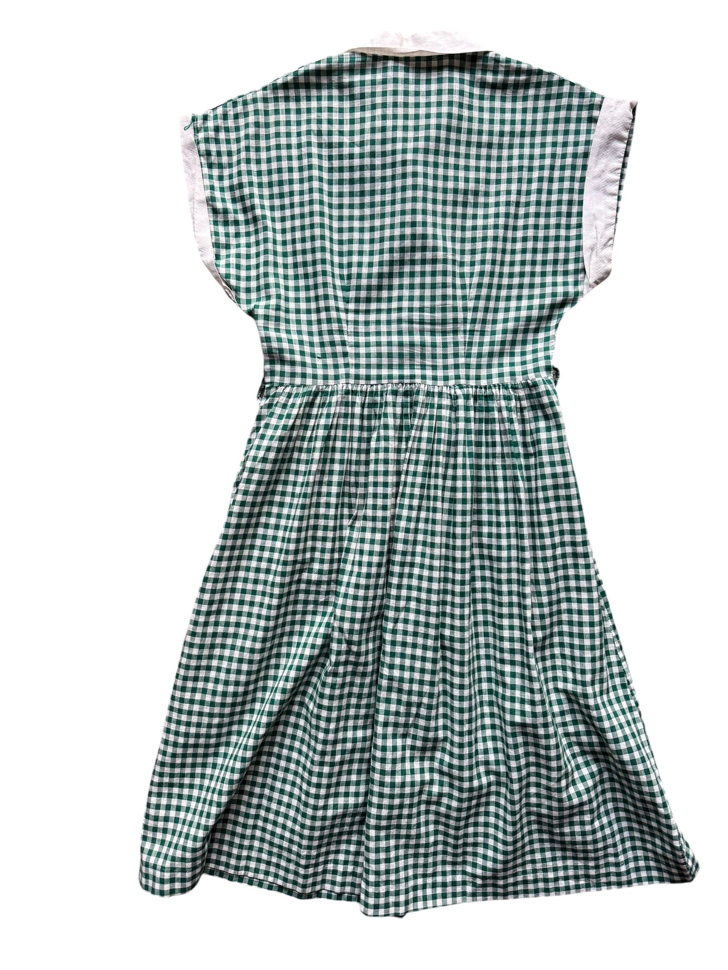 Back flat view of 1940s Penney's Plaid Cotton Frock S