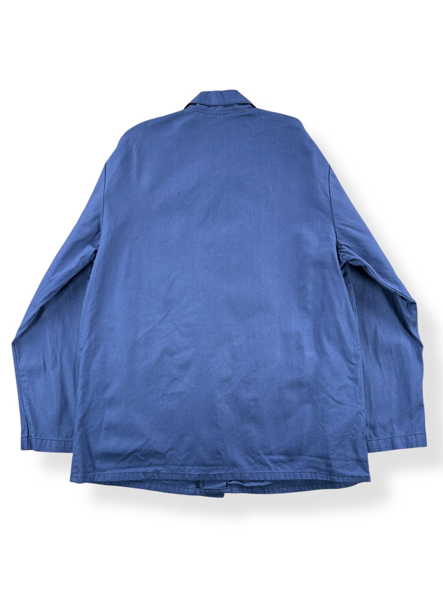 Back of Vintage Greyish Blue French Chore Coat SZ L