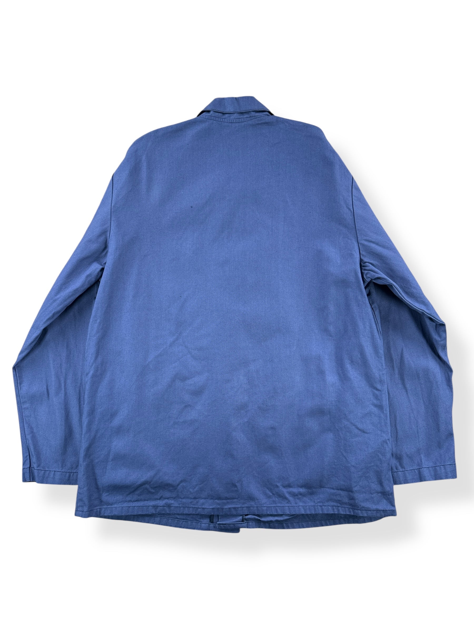 Back of Vintage Greyish Blue French Chore Coat SZ L