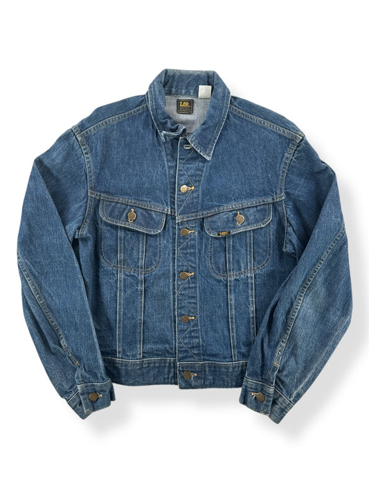 Front of Vintage Dark Lee Sanforized Denim Jacket SZ M