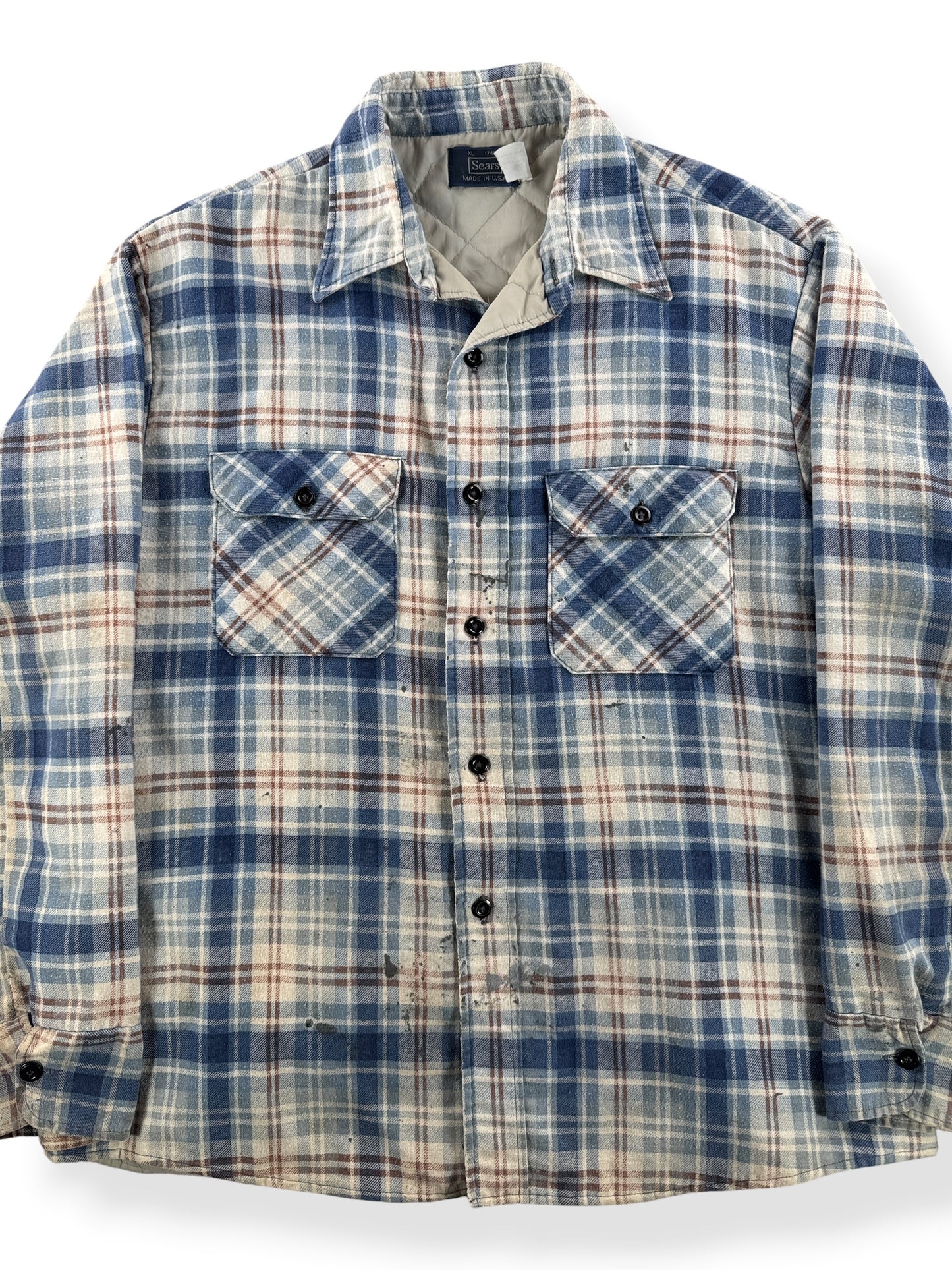 Vintage Worn In Sears Lined Printed Flannel SZ XL