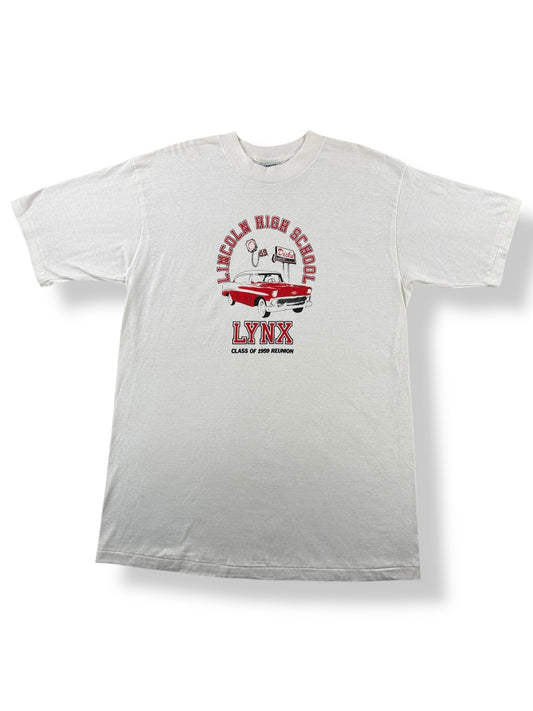Front of Vintage Lincoln Lynx 59 High School Reunion Tee SZ XL