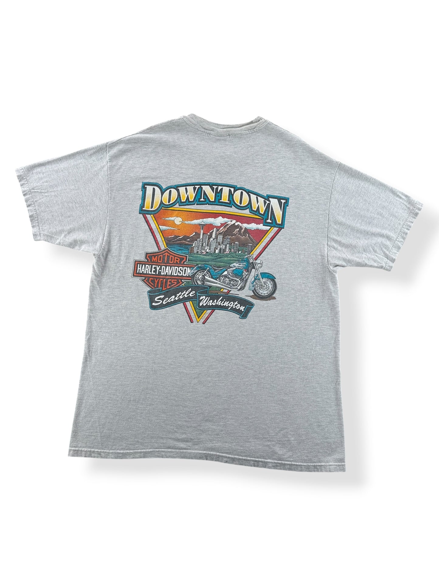 Back of Vintage Downtown Seattle Harley Davidson Tee SZ XL