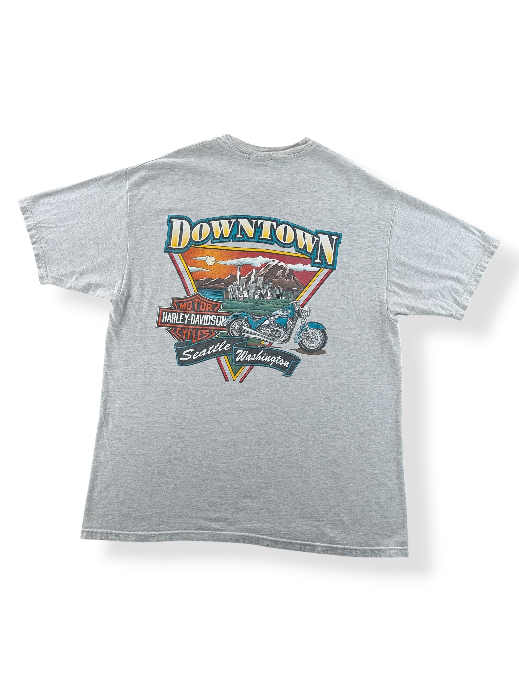 Back of Vintage Downtown Seattle Harley Davidson Tee SZ XL