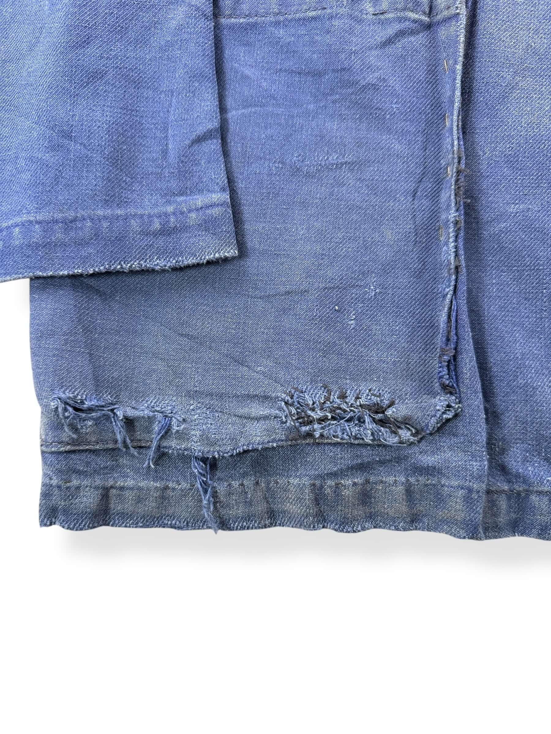 Repairs on Vintage Faded and Loved French Chore Coat SZ L