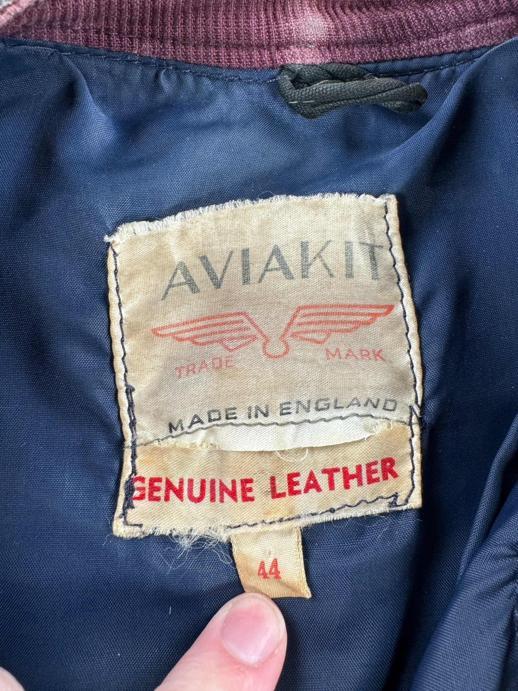 Tag on Vintage 70's Era Lewis Leathers Cafe Cruiser Jacket SZ 44