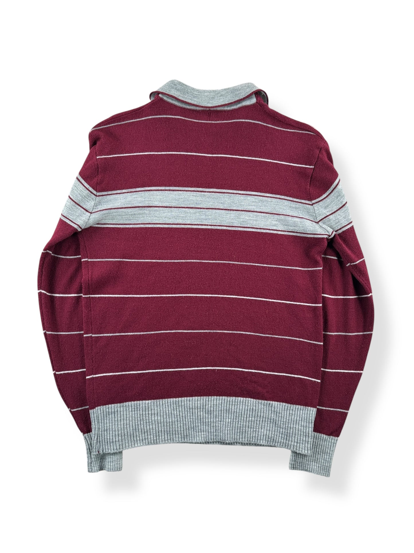 Back of Vintage Mr. Man Striped Knit Long Sleeve Shirt SZ M (Fits S)