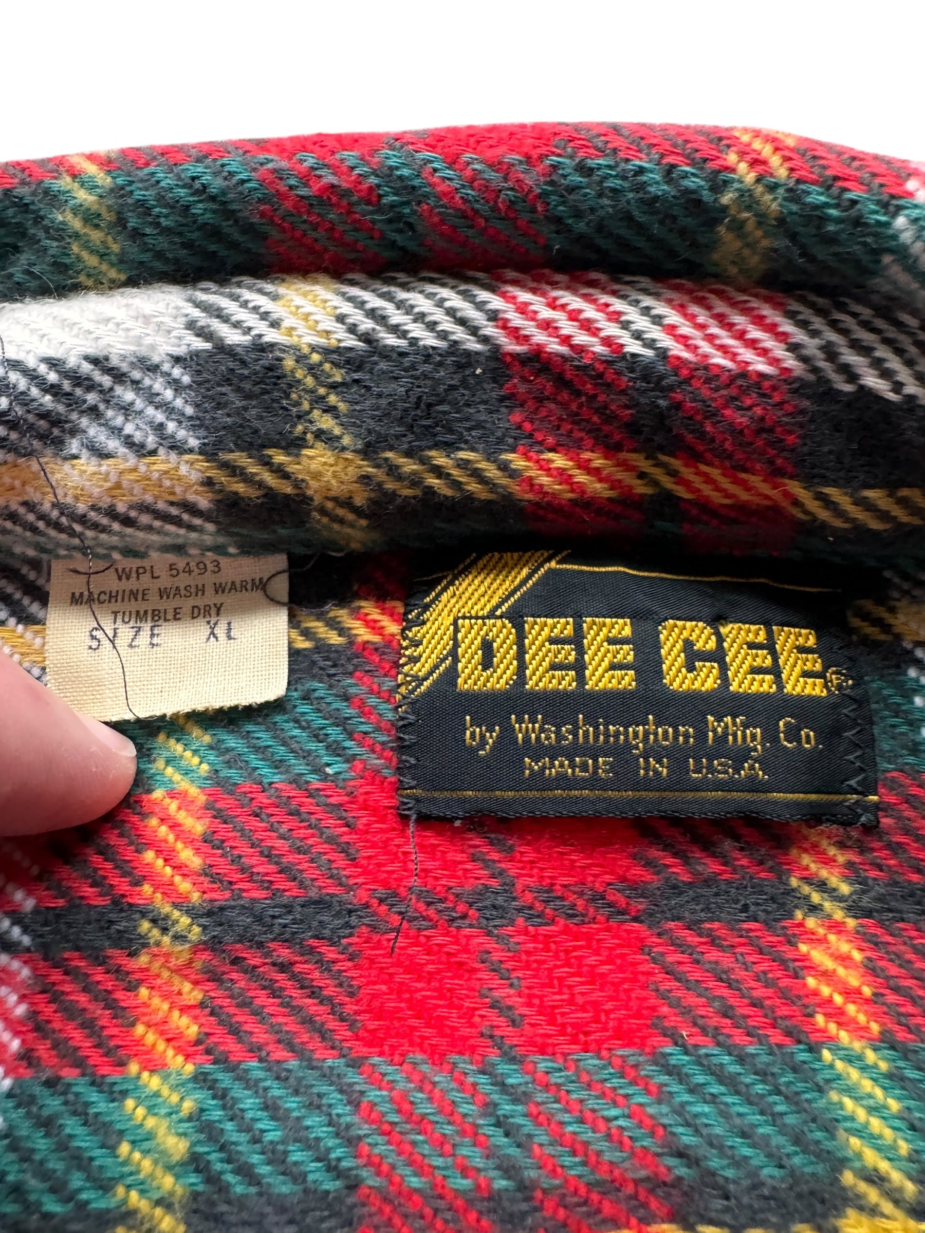 Tag on Vintage Dee Cee Cotton Flannel SZ XL