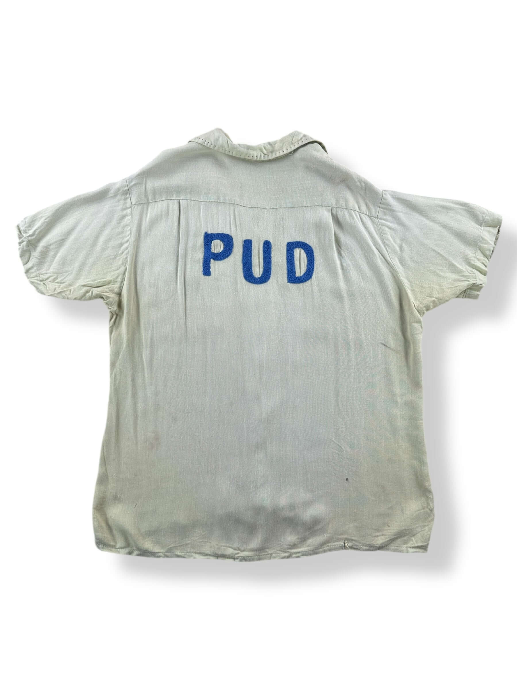 Back of Vintage Elmer Pud Bowling Shirt SZ L AS IS