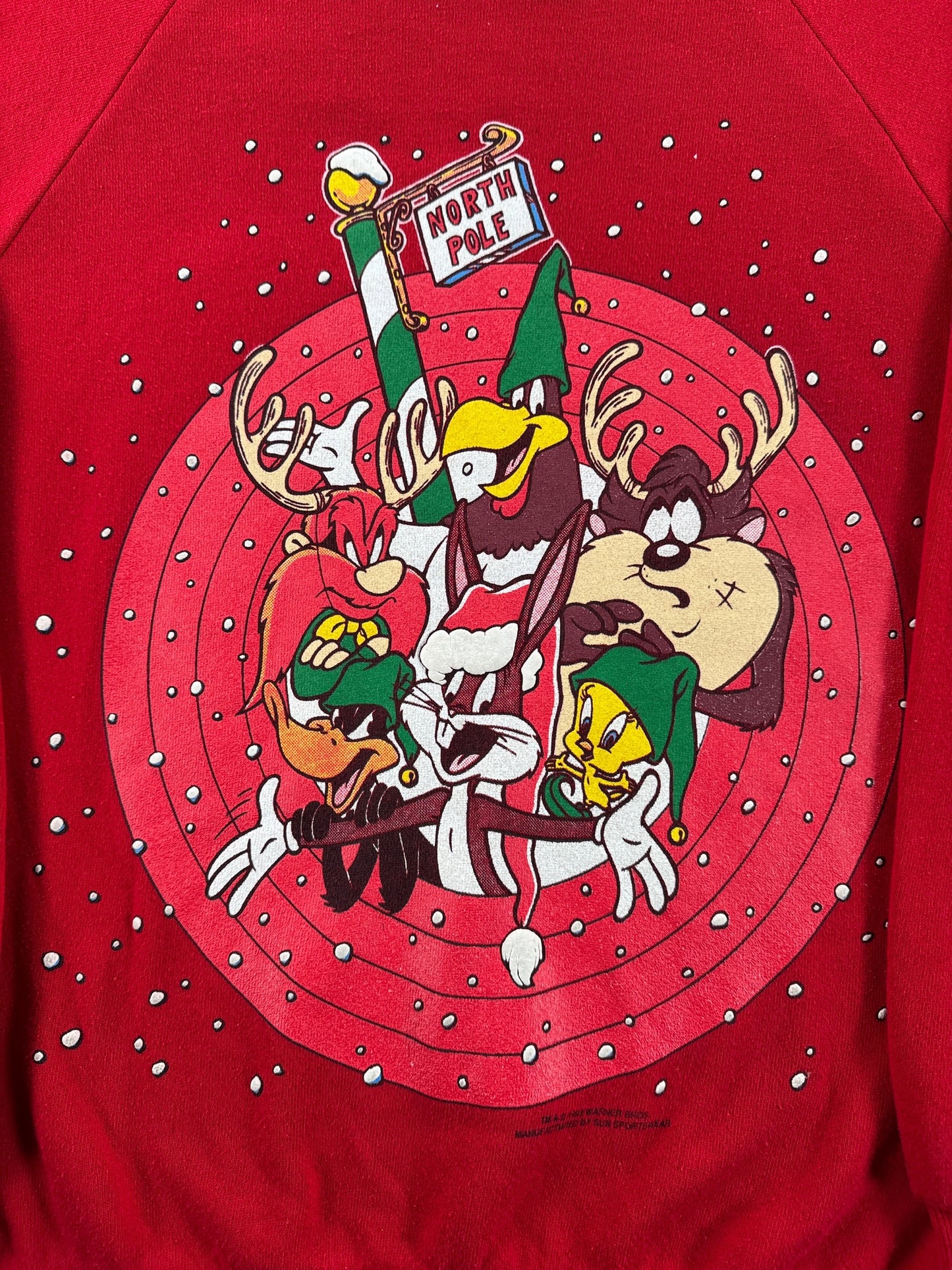 Graphic of Vintage Looney Tunes Christmas Crewneck SZ M (Fits S)