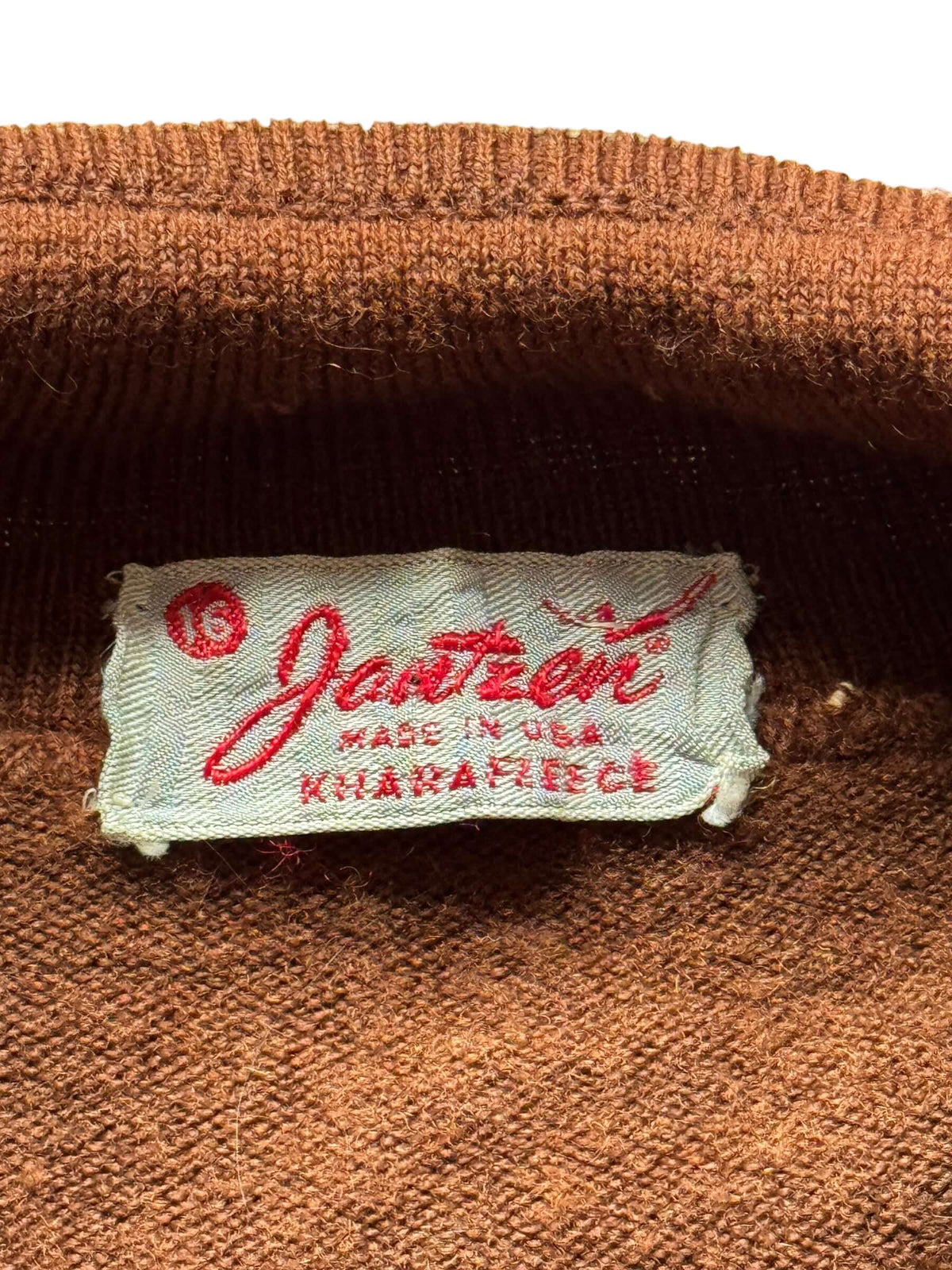Tag on Vintage 1950s Jantzen Wool Knit Dress SZ 16 (Fits L)