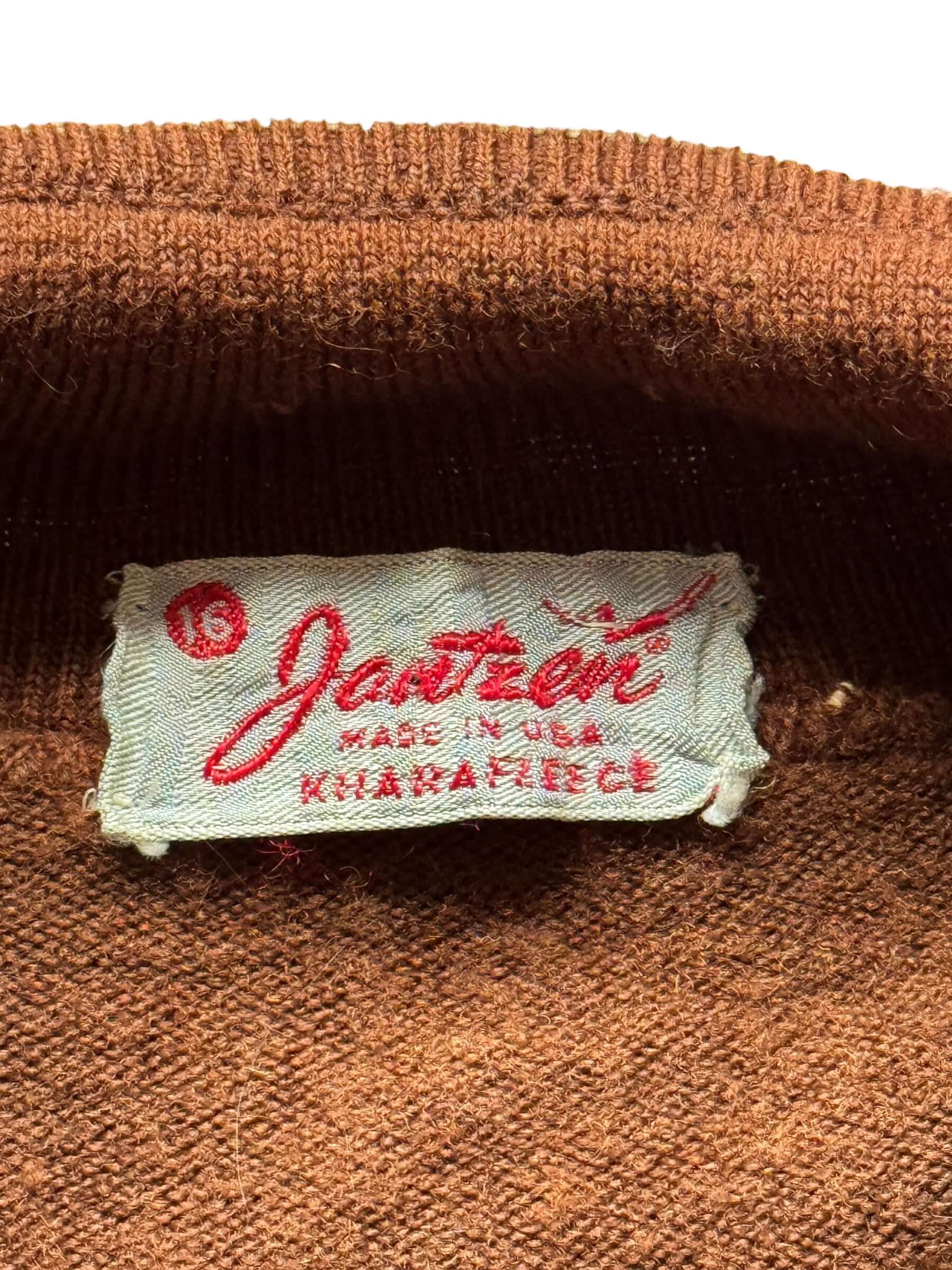 Tag on Vintage 1950s Jantzen Wool Knit Dress SZ 16 (Fits L)
