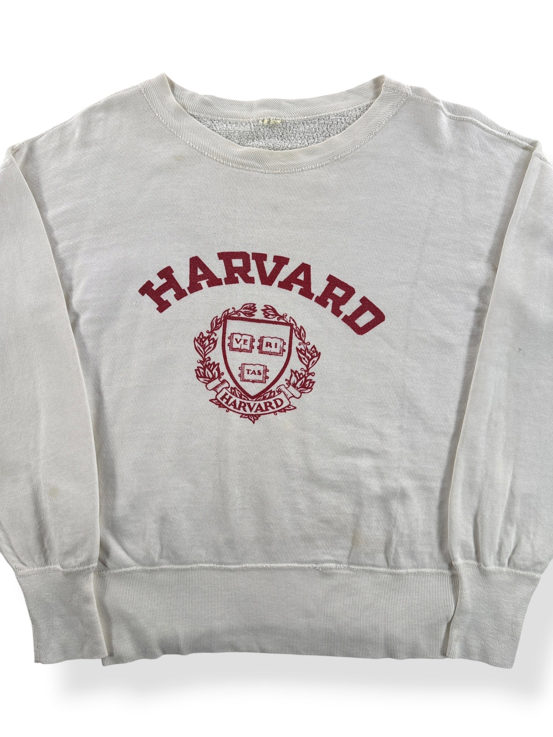 Front Close Up of Vintage 50s Era Harvard Crewneck SZ M