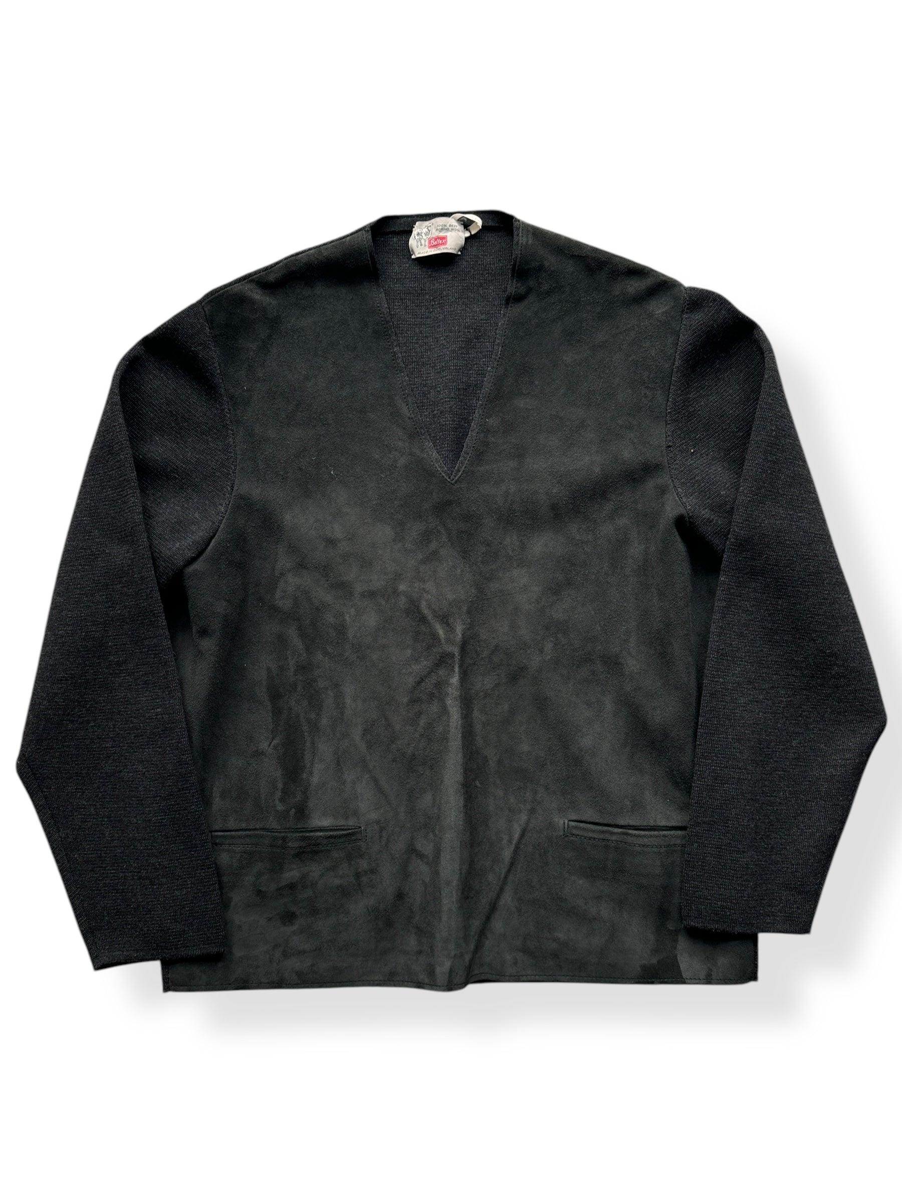 Front of Vintage Beltex Merino Wool/Suede Pullover SZ L