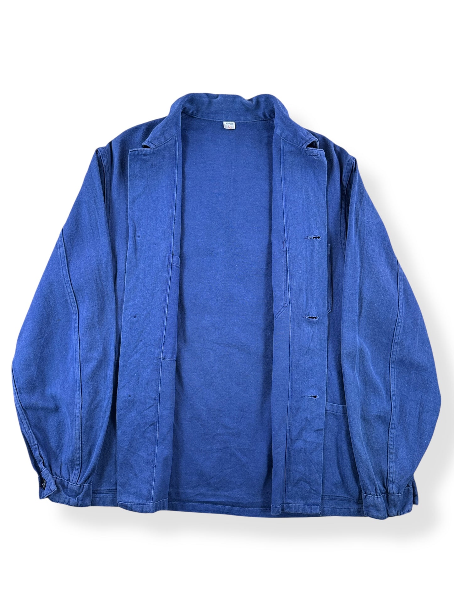 Inside of Vintage Sanfor Deep Blue French Chore Coat SZ M