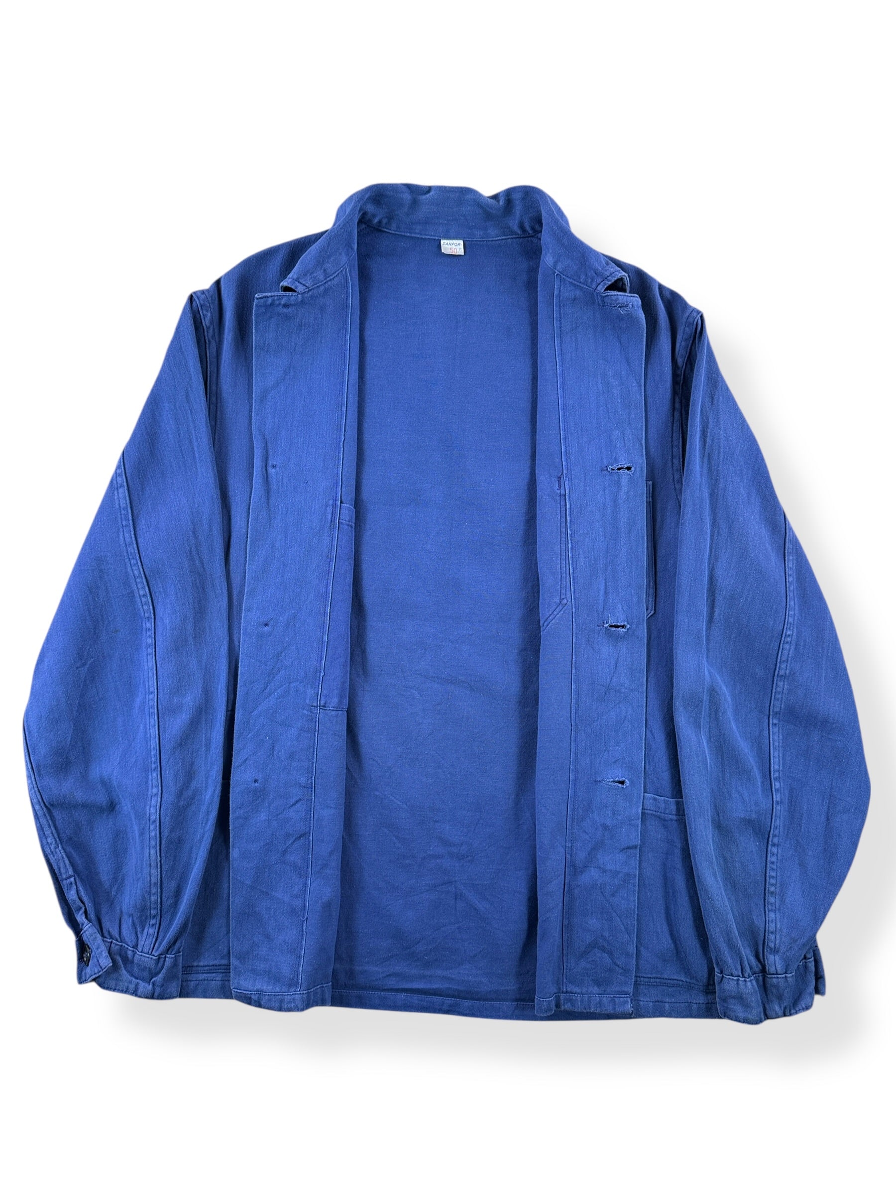 Inside of Vintage Sanfor Deep Blue French Chore Coat SZ M
