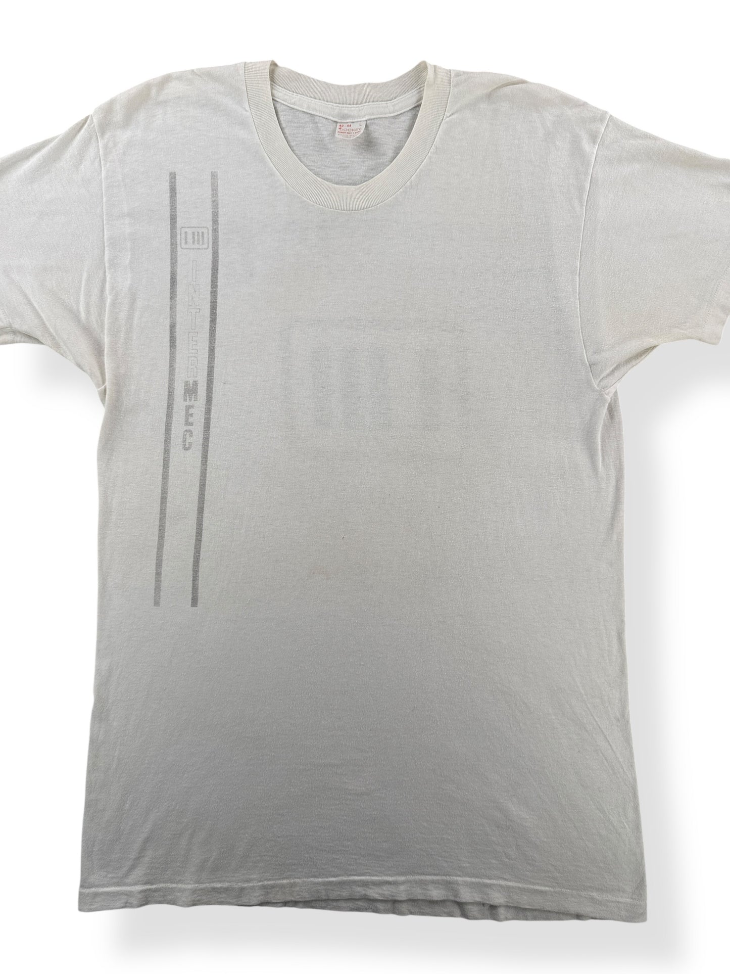 Front Close Up of Vintage Waterprint Intermec Tee SZ L (Fits M)