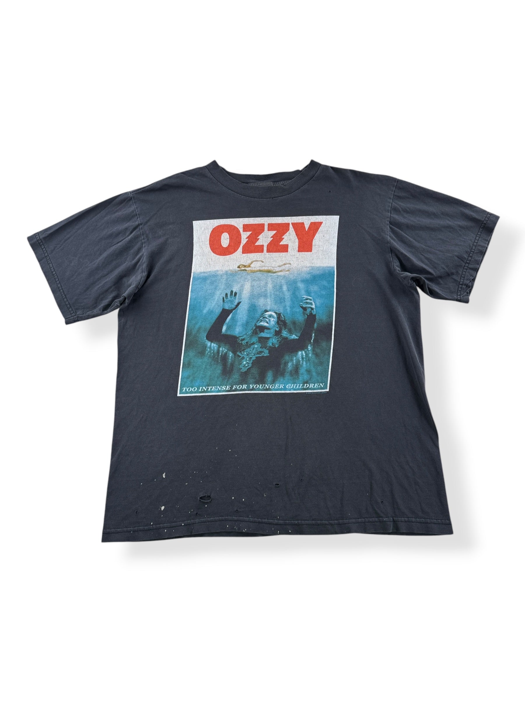 Front of Vintage 2002 Distressed Ozzy Jaws Tee SZ L