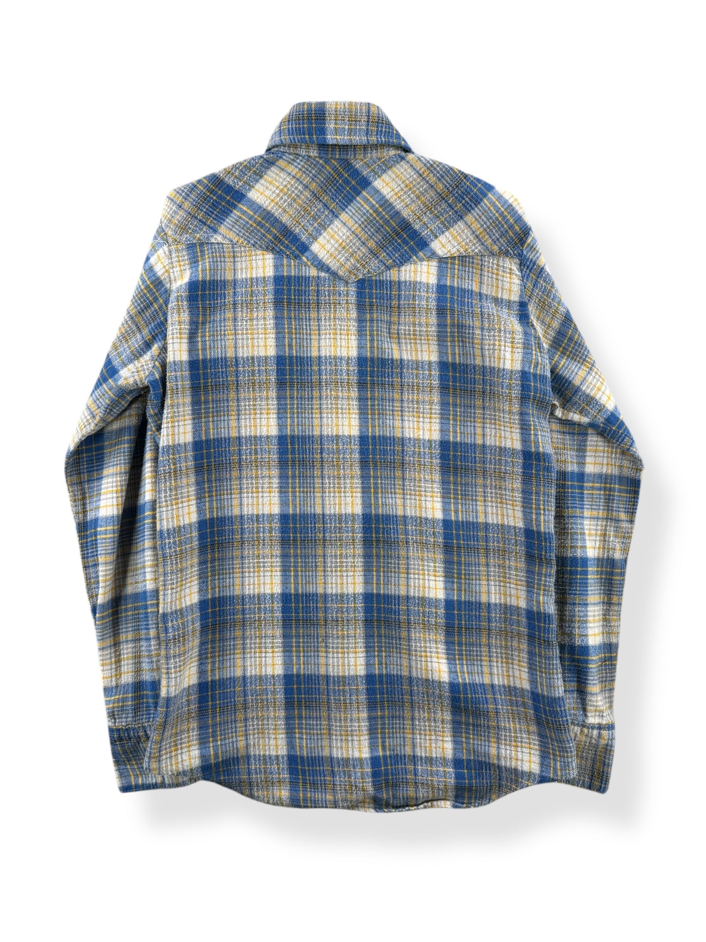 Back of Vintage Bootlegger Flannel Pearl Snap Shirt SZ S
