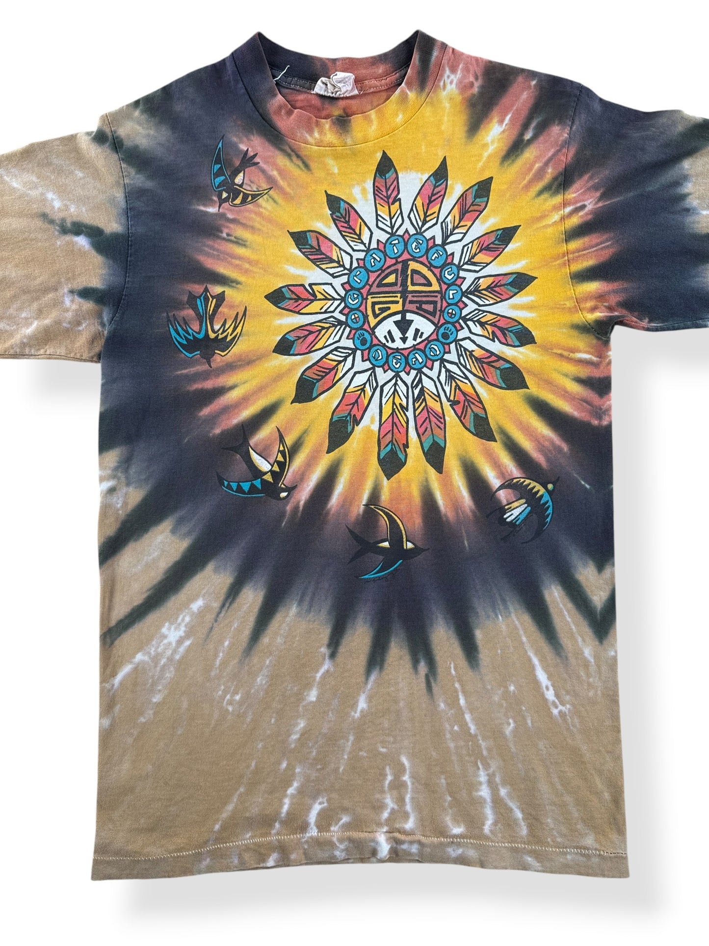Front Close Up of Vintage Grateful Dead Liquid Blue Native Art Tee SZ L (Fits S)