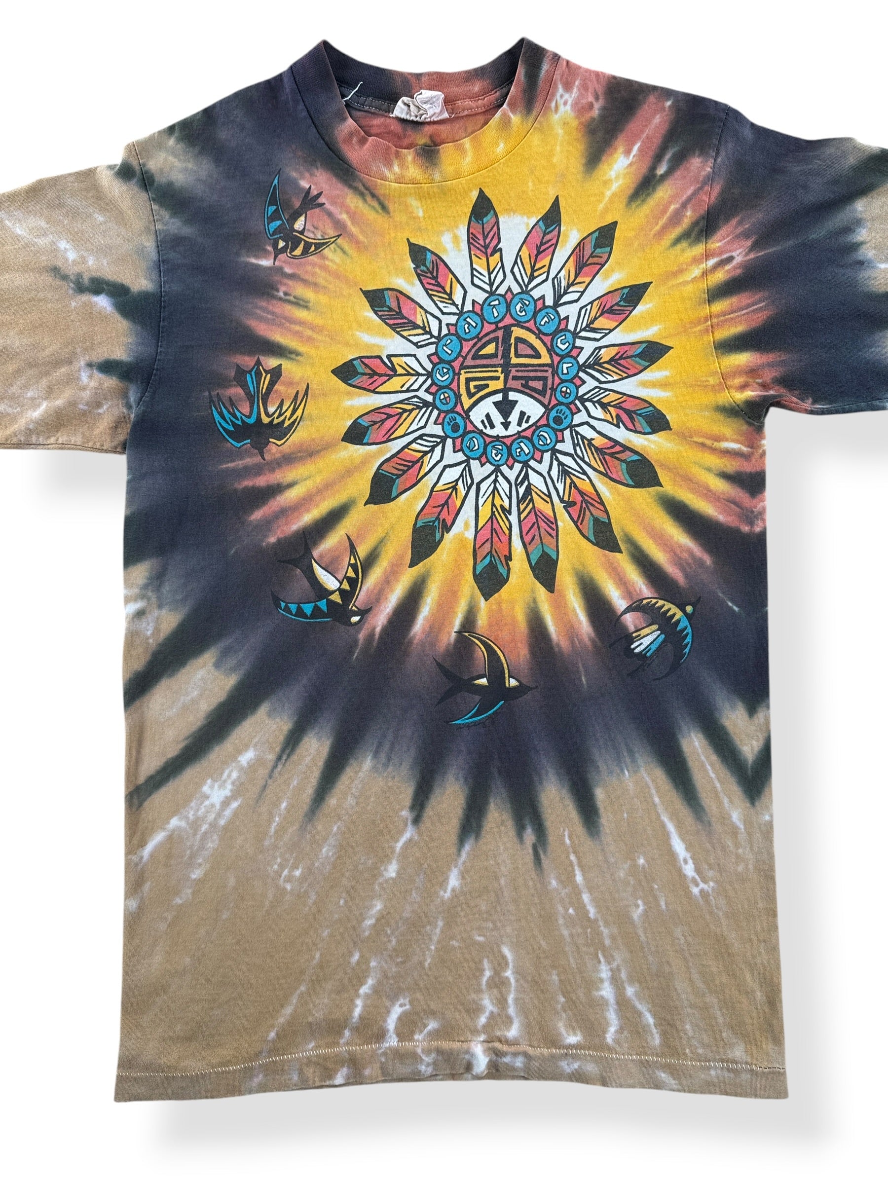 Front Close Up of Vintage Grateful Dead Liquid Blue Native Art Tee SZ L (Fits S)