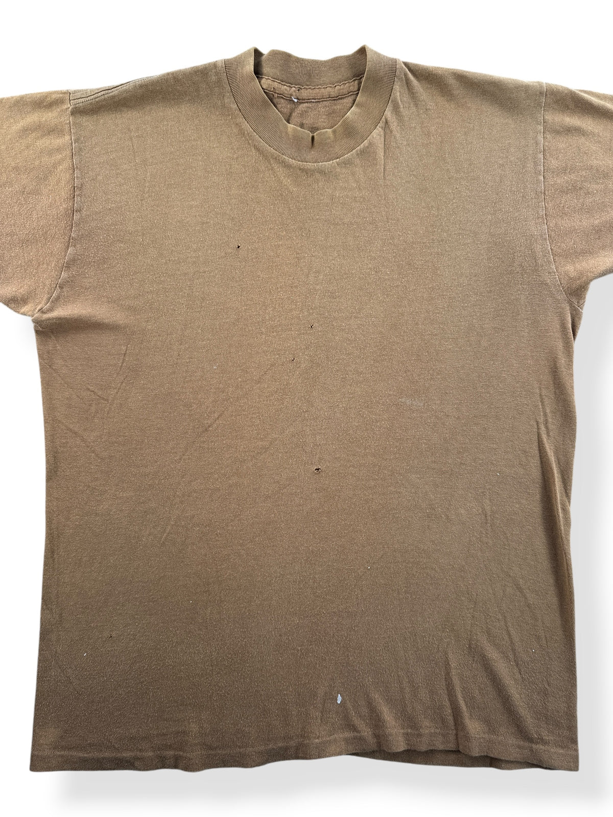 Close-up of Vintage 60s/70s Brown Blank Tee SZ M