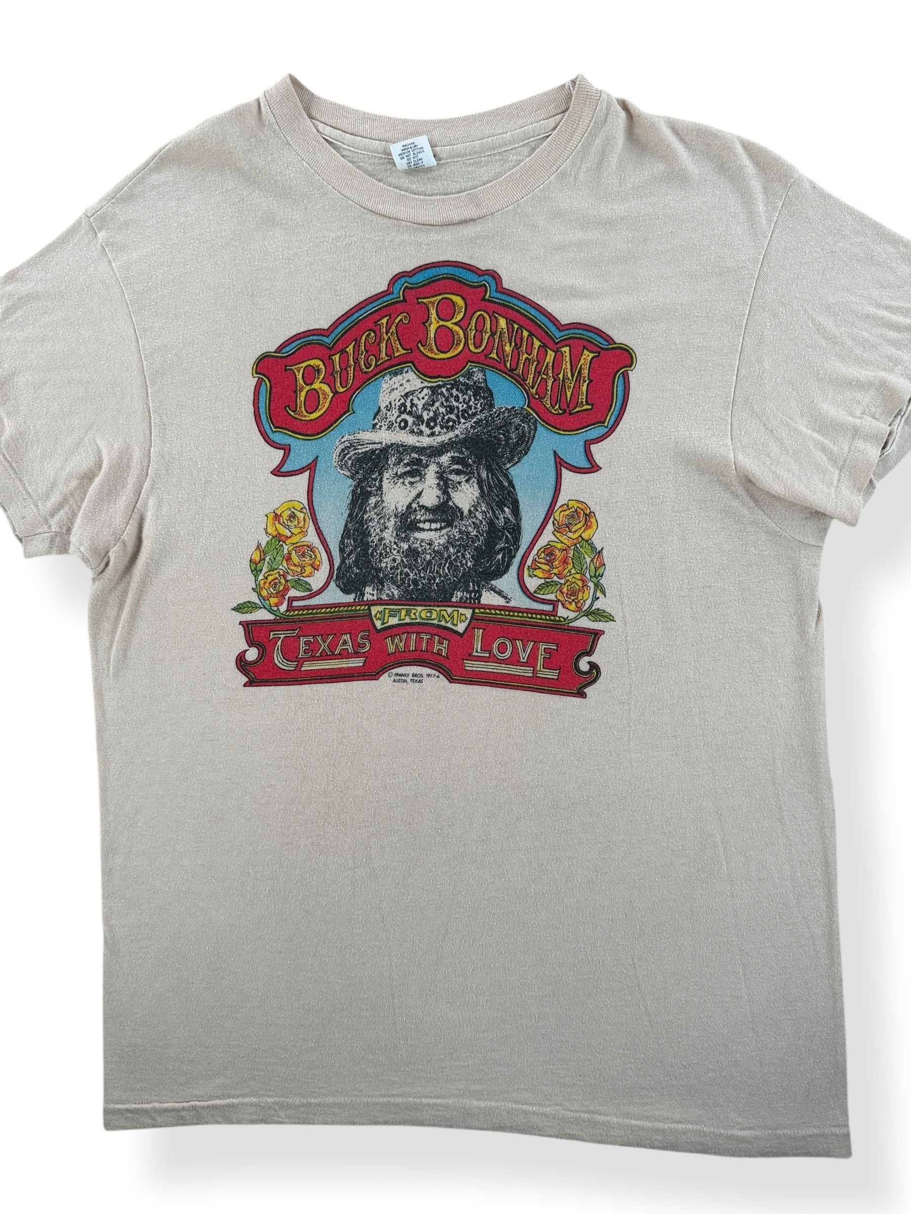 Front Close Up of Vintage Willie Nelson Honeysuckle Rose Buck Bonham Promo Tee SZ M
