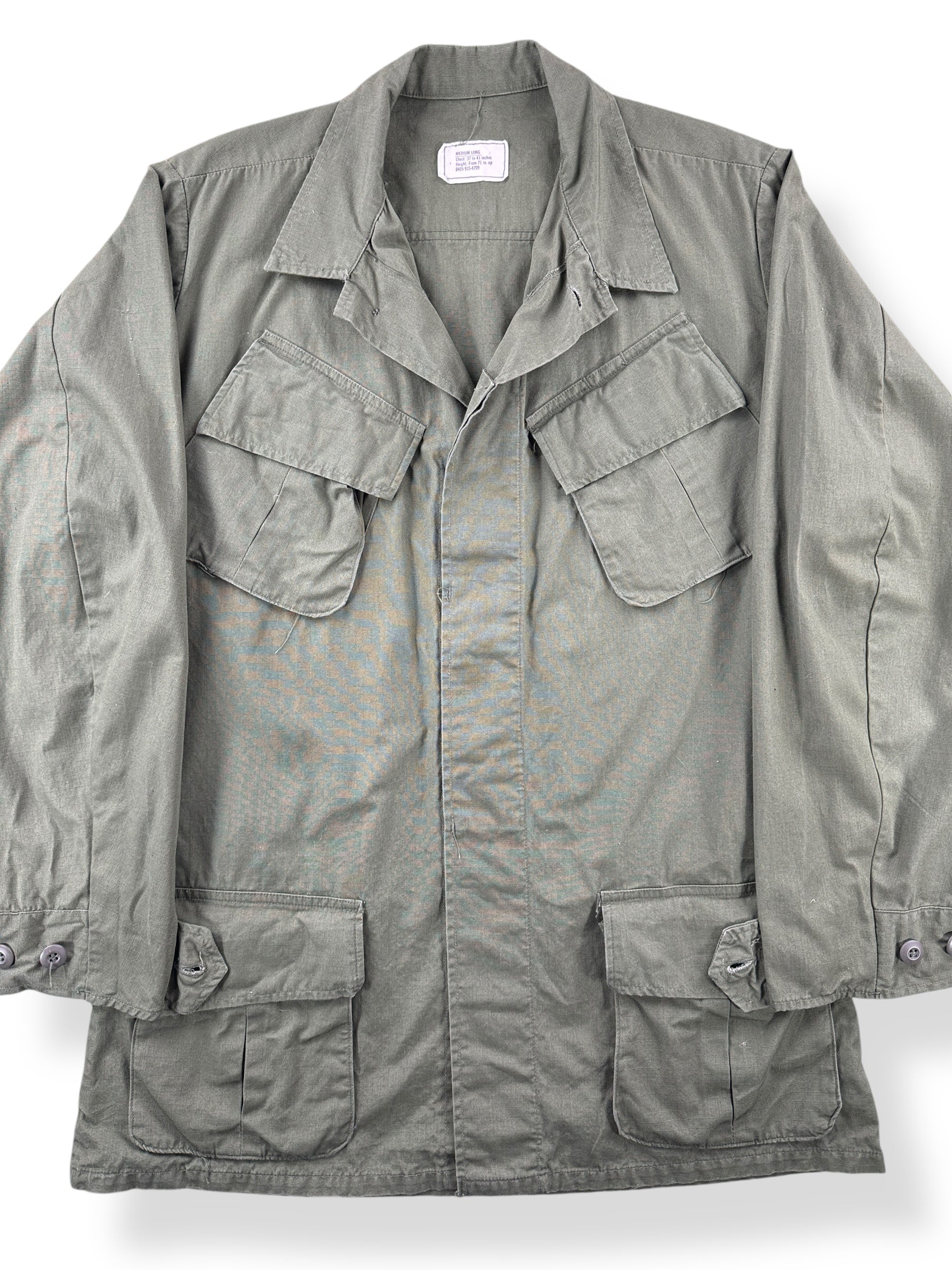 Front Close Up of Vintage Vietnam Era Jungle Jacket SZ M
