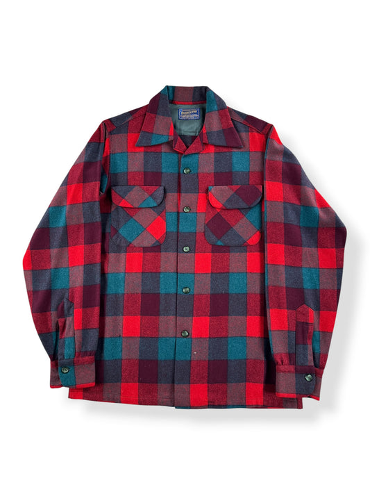 Front of Vintage Pendleton Red and Green Board Shirt SZ S