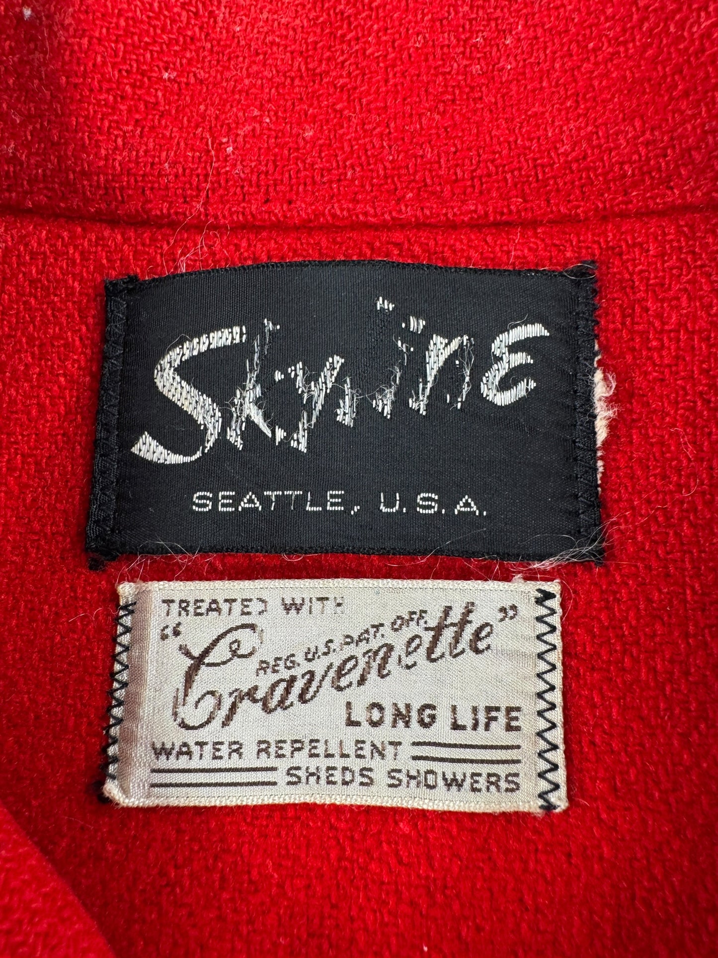Label on Vintage Red Wool Skyline Cruiser Jacket SZ L