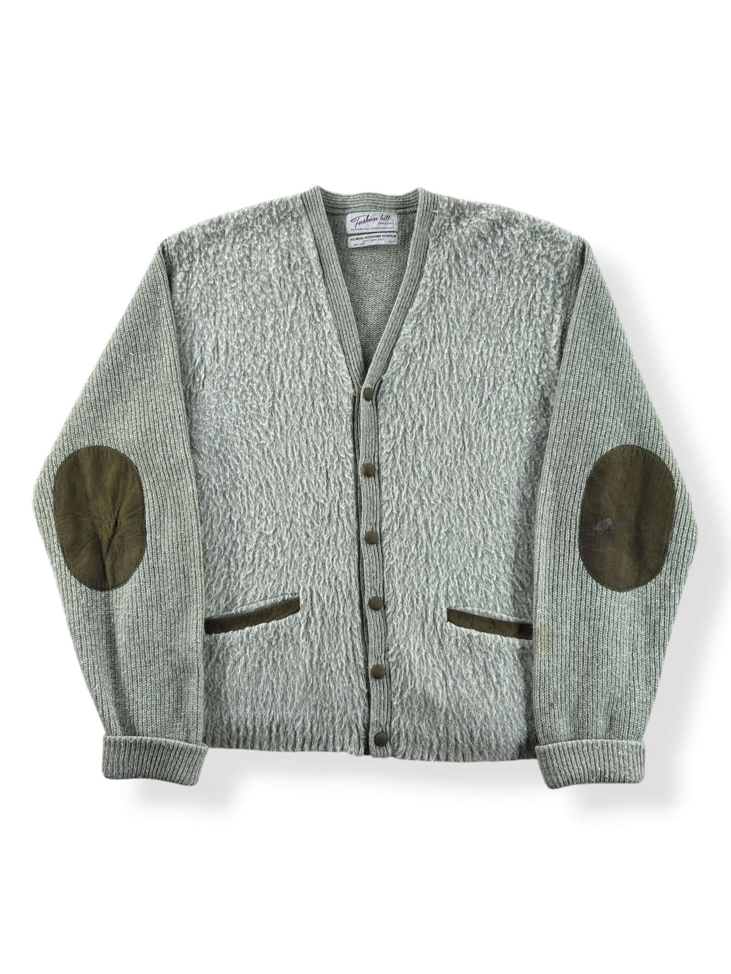 Front of Vintage Cobain Style Green Mohair Cardigan SZ L