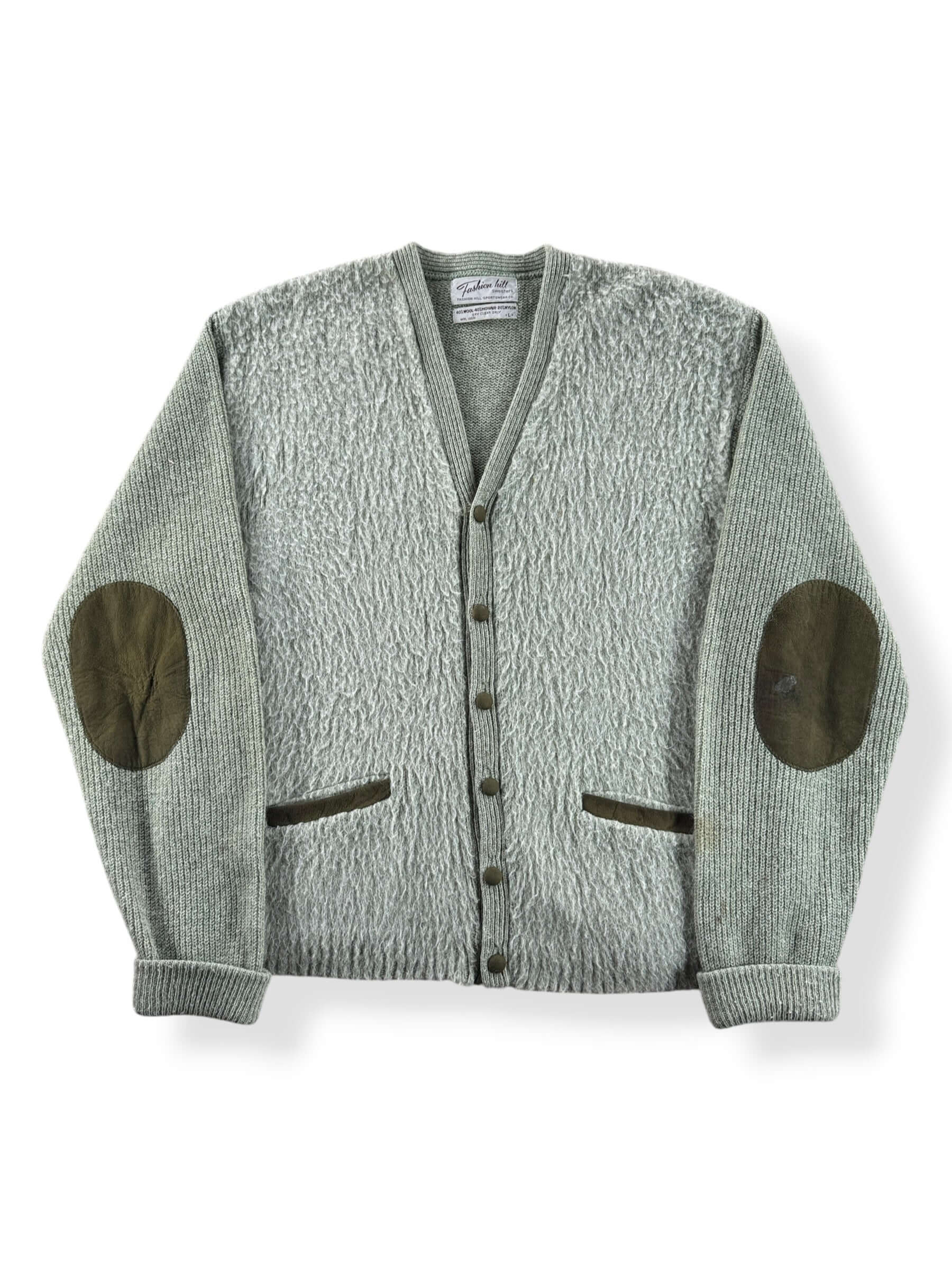 Front of Vintage Cobain Style Green Mohair Cardigan SZ L