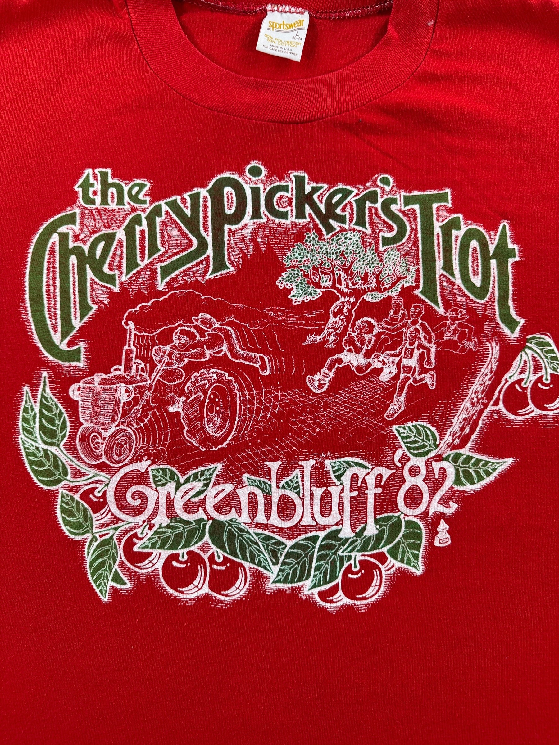 Graphic of Vintage Cherry Picker's Trot Tee SZ L (Fits M)