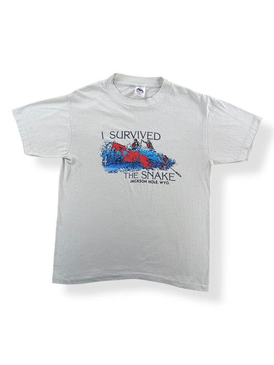 Front of Vintage 'I Survived the Snake Jackson Hole' Tee SZ L (Fits M)