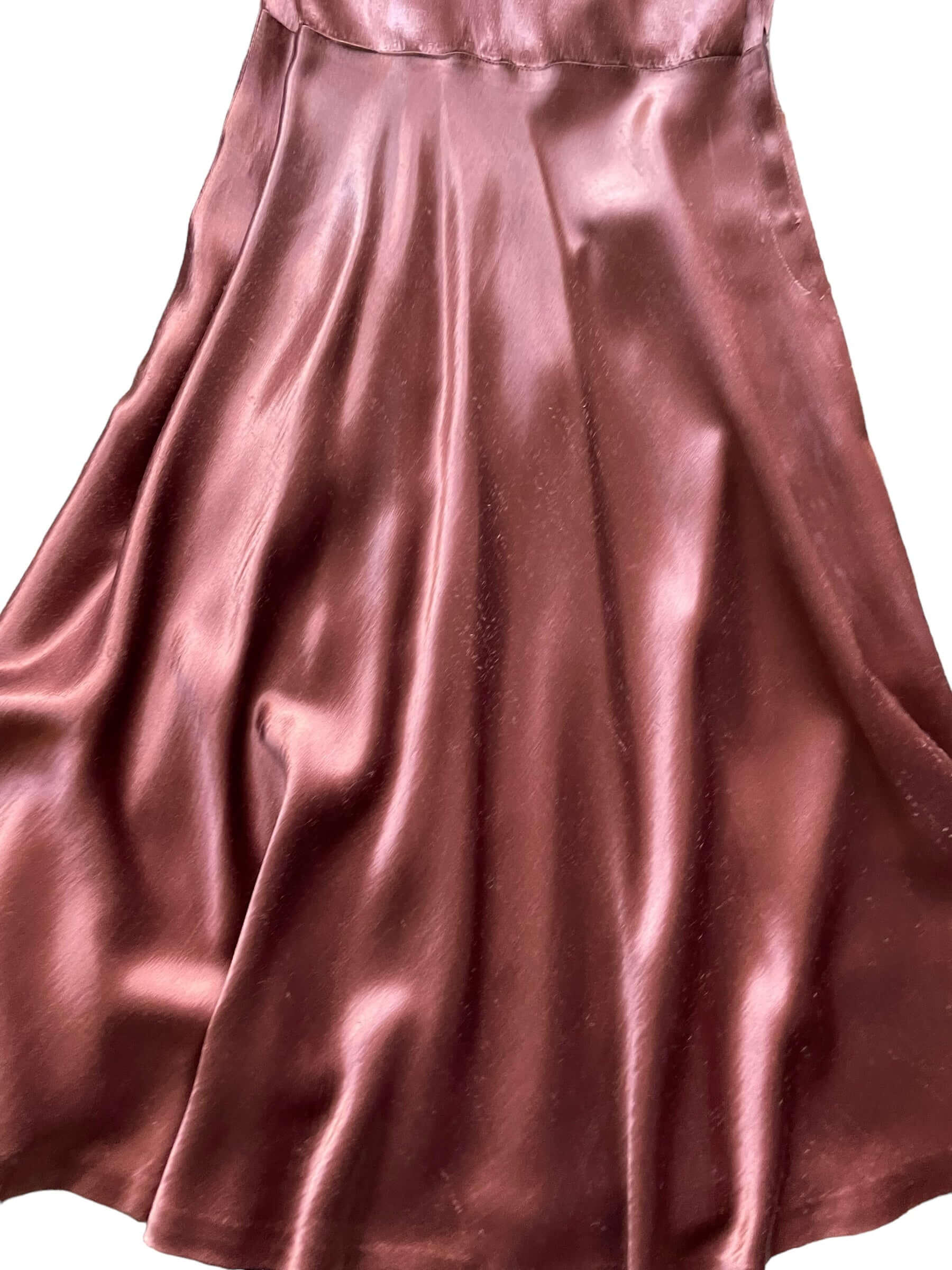 Front skirt view of 1940s Copper Evening Dress M