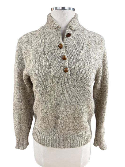 Front view of 1980s Cambridge Dry Goods Oatmeal Sweater S