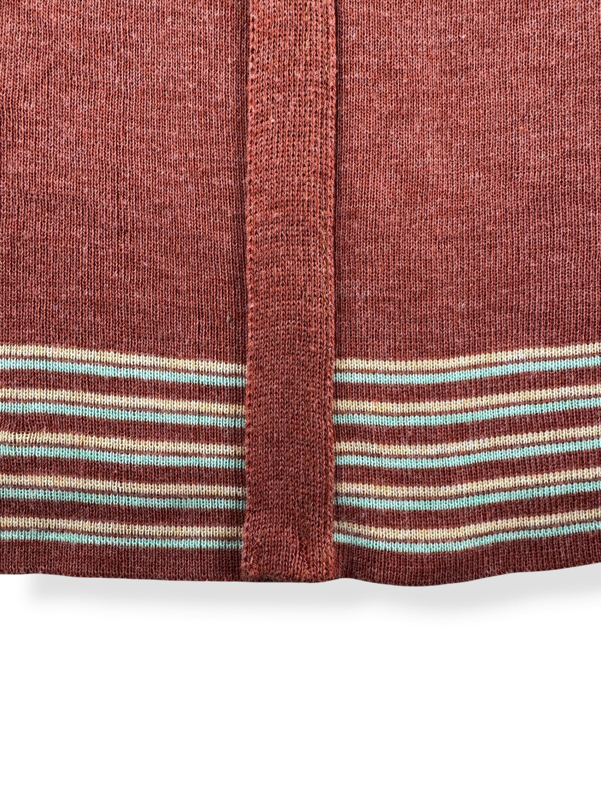 Bottom stripe detail on Vintage 40s Short Sleeve Cardigan SZ S