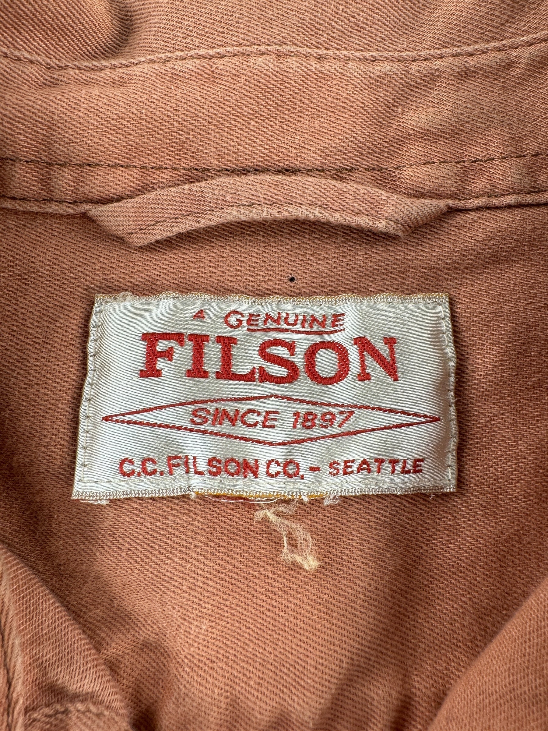 Tag on Filson Sunburn Shipwright Fine Twill Shirt SZ M