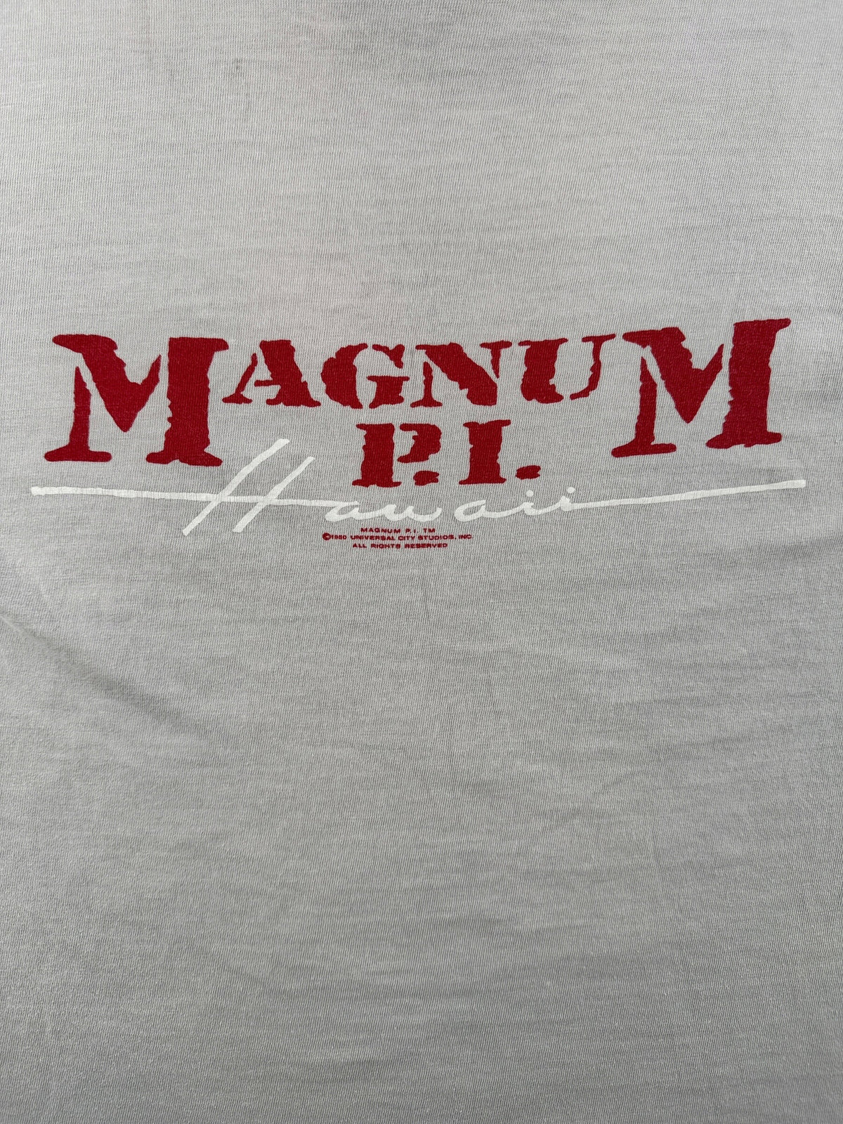 Back close up of Vintage Magnum PI Hawaii Tee SZ L (fits M)