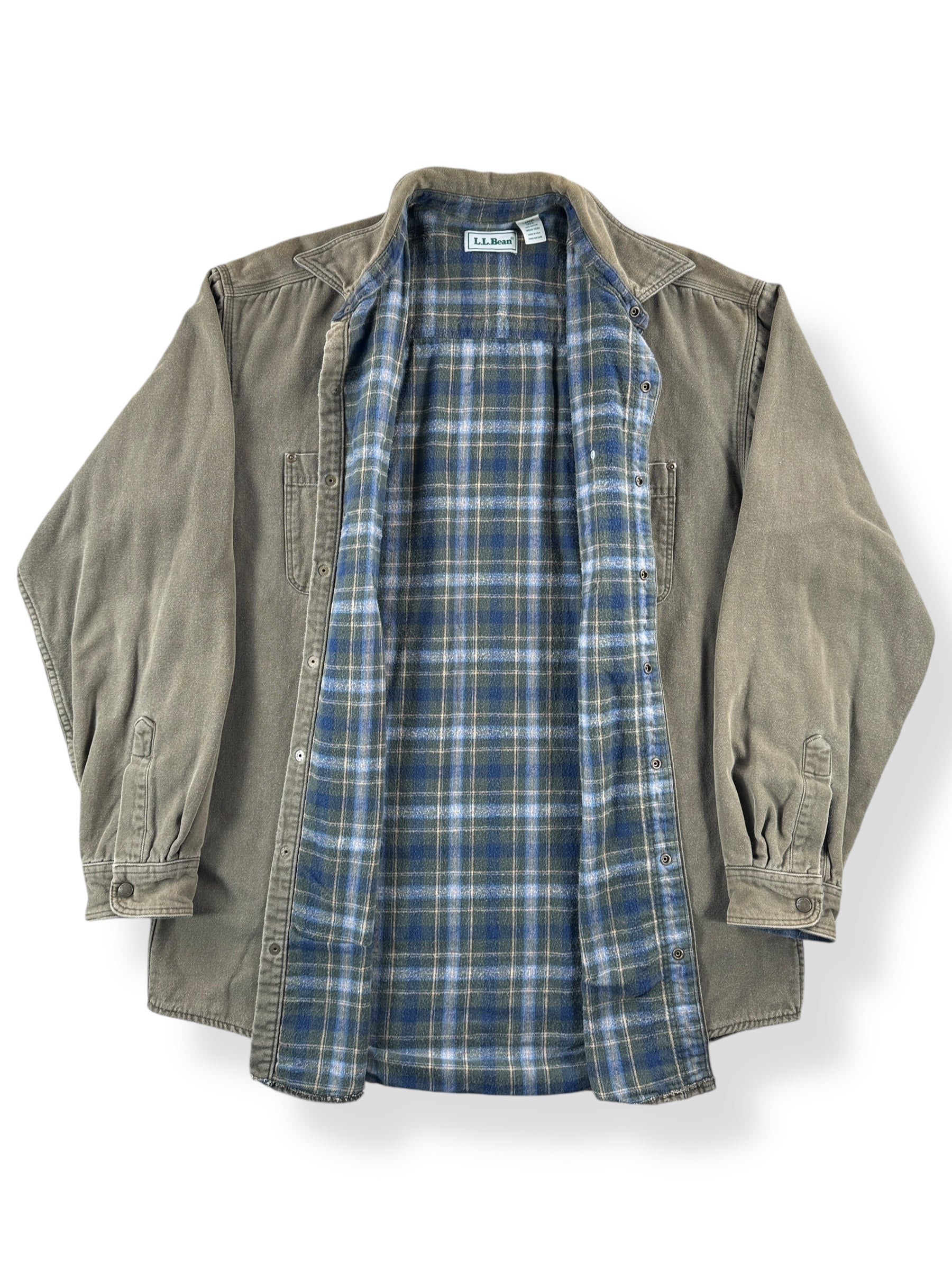 Inside of Vintage L.L. Bean Flannel Lined Hurricane Shirt SZ L Tall