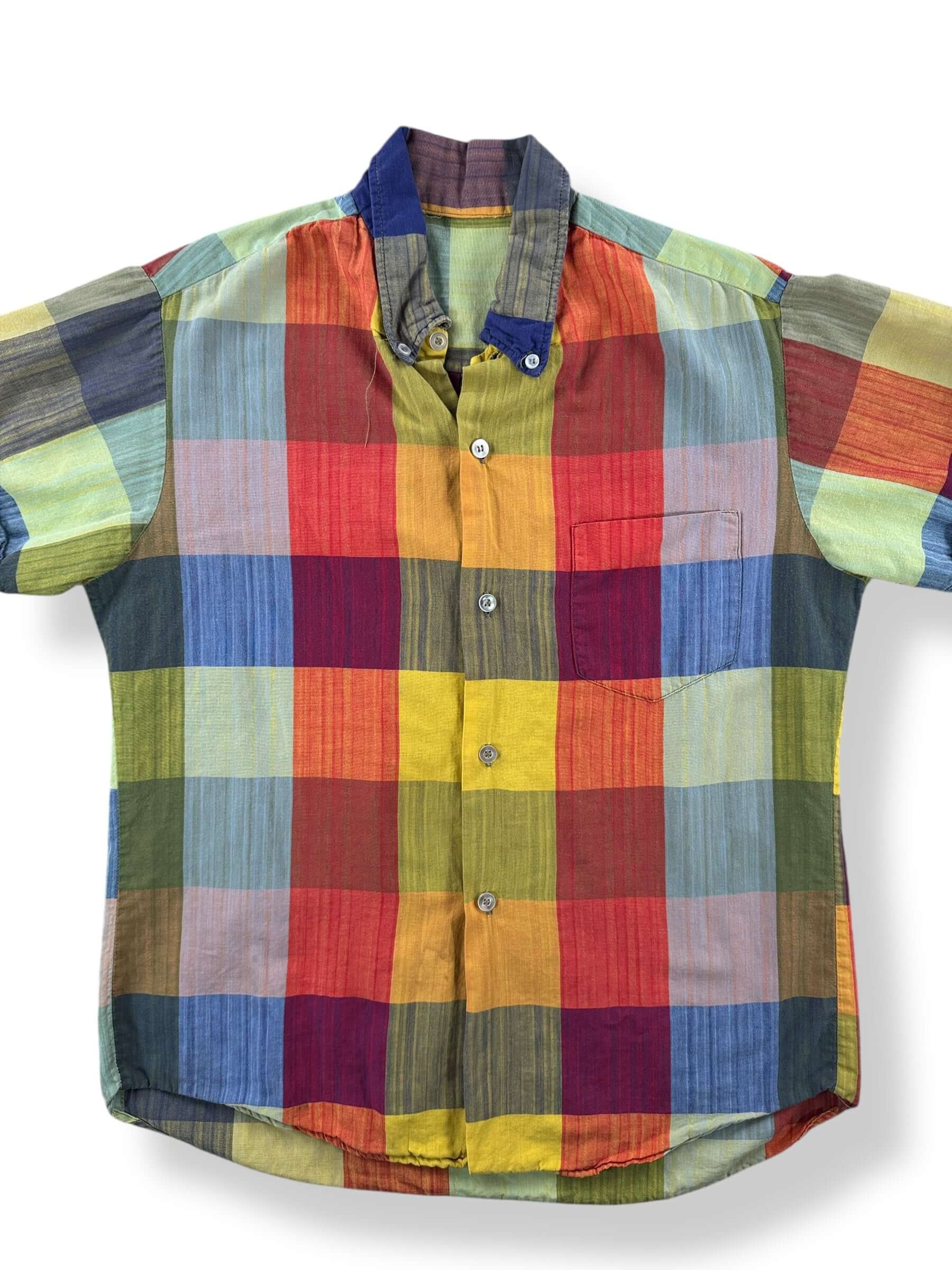 Front of Vintage Plaid Short Sleeve Button Down Shirt SZ M