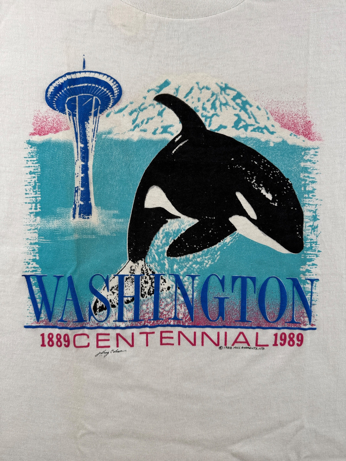Graphic on Vintage NOS Seattle Orca Puff Print Tee SZ L