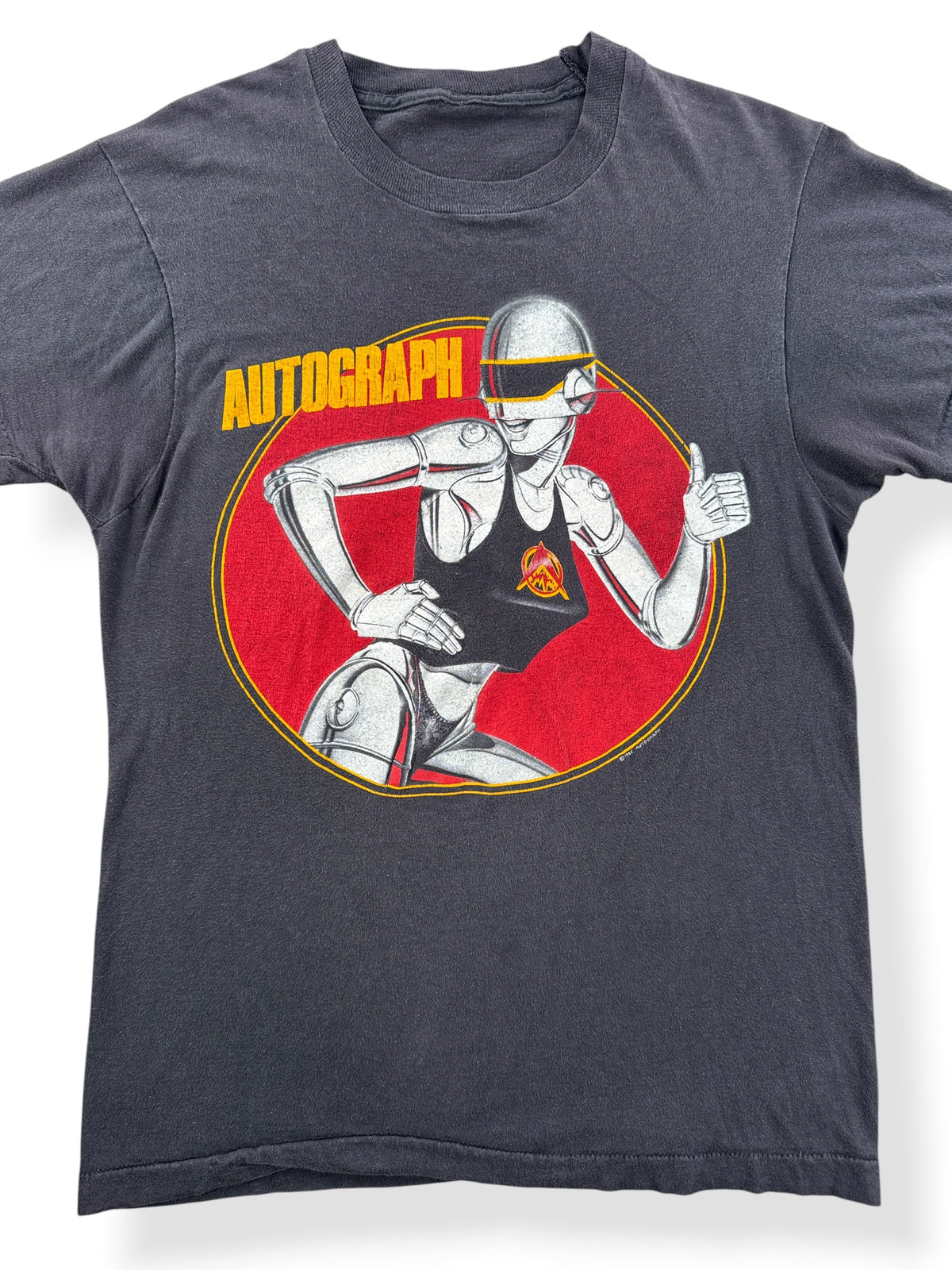 Close-up of Vintage '85 Sorayama Autograph Band Tee SZ S