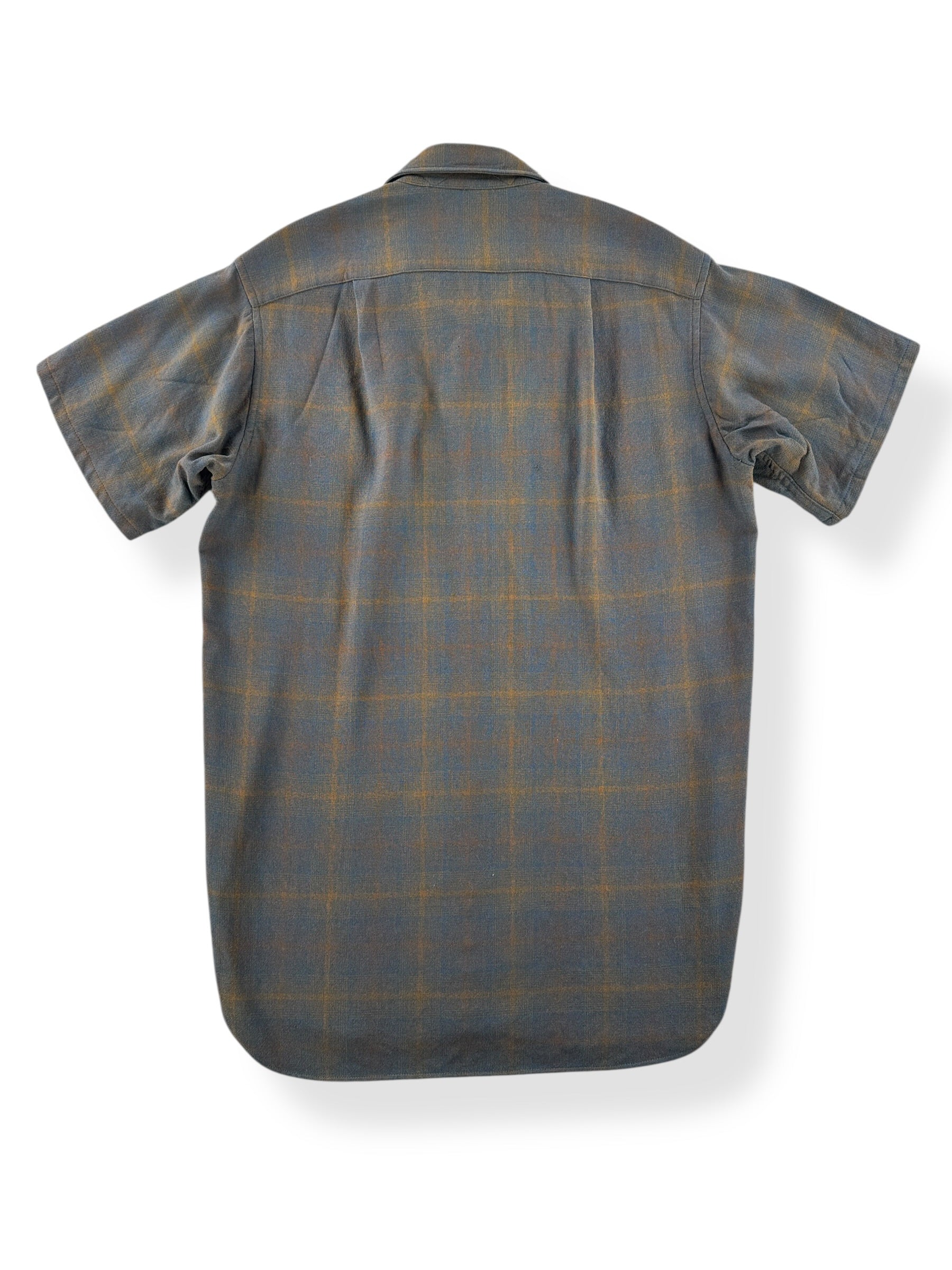 Back of Vintage 50s Era Pendleton Short Sleeve Shadow Plaid Flannel SZ M