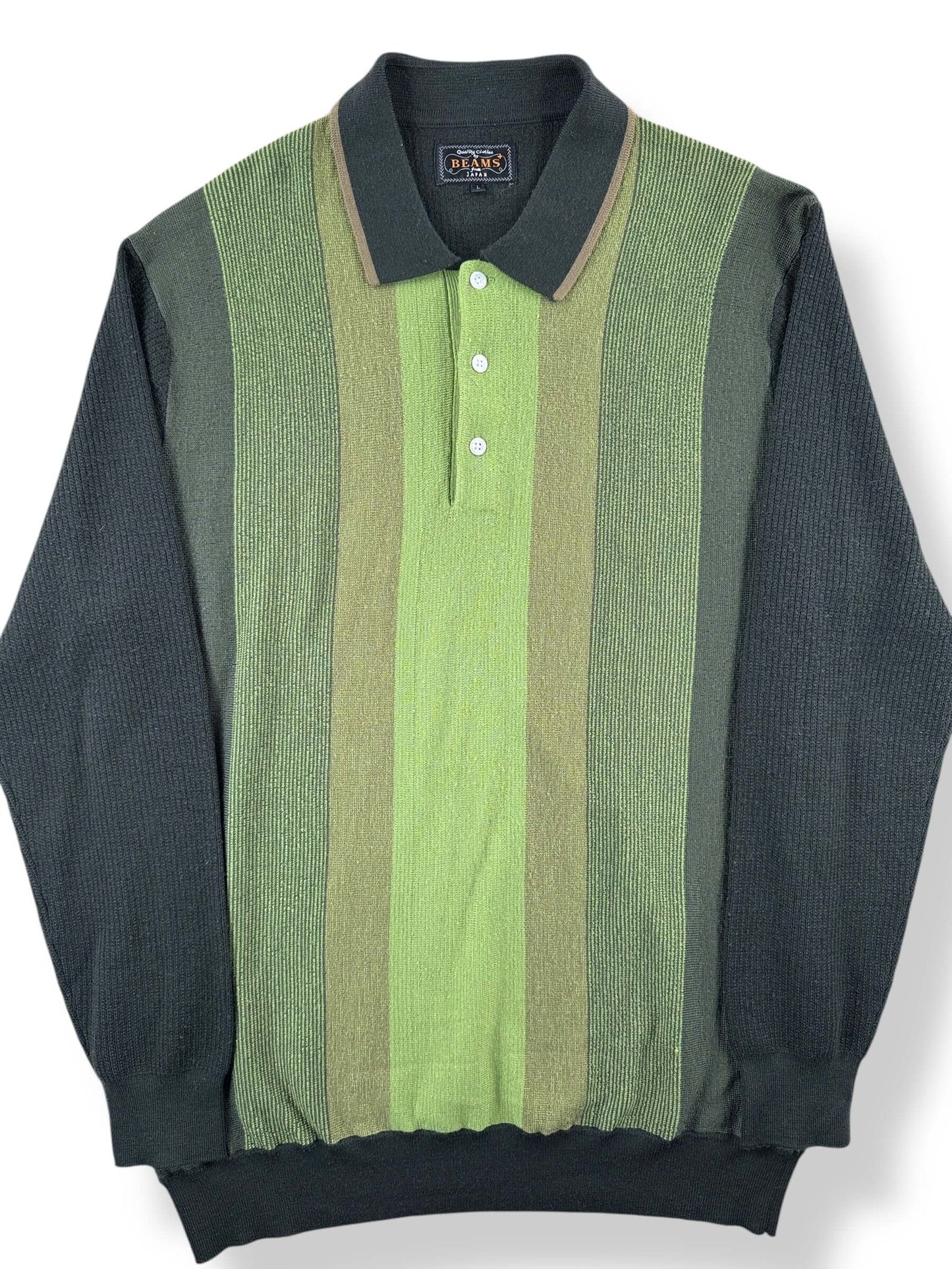 Front Close Up of Beams+ Stripe Knit Sweater SZ L (Fits M)