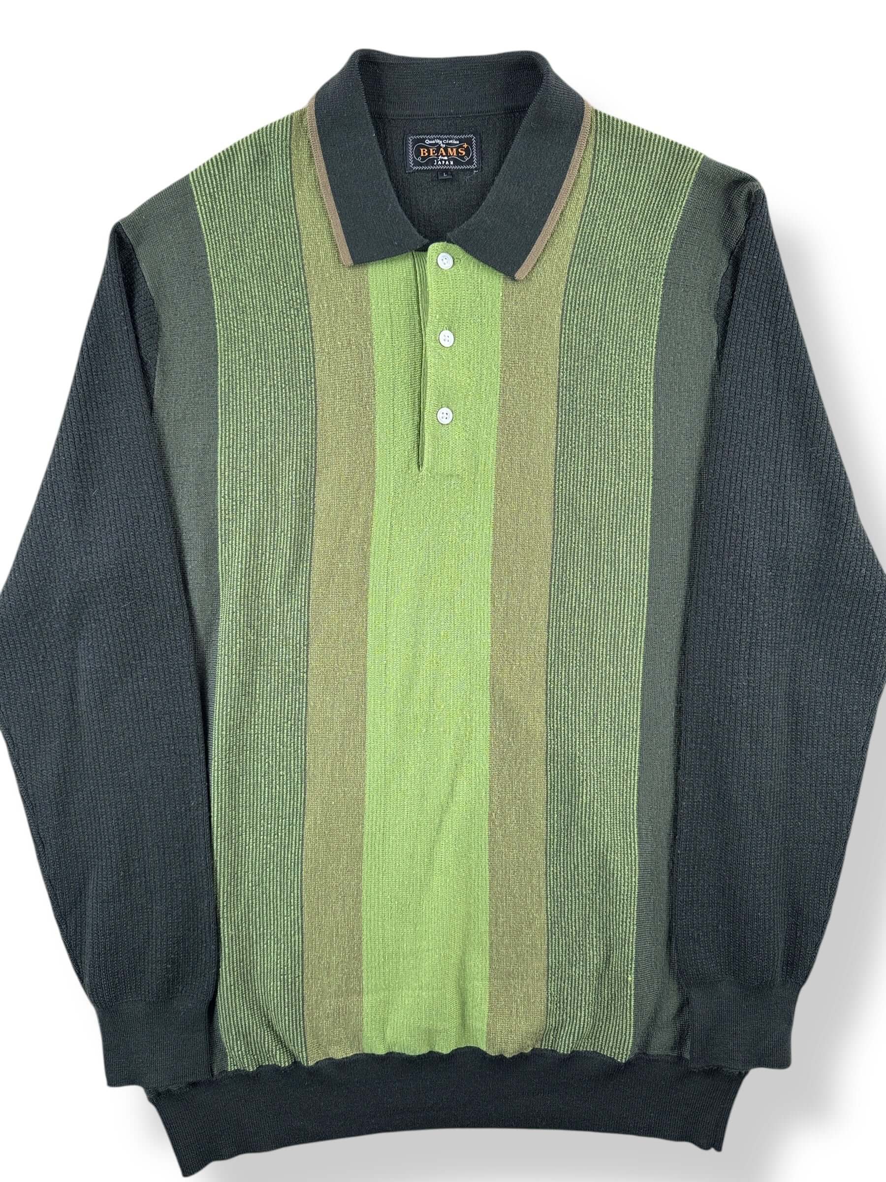 Front Close Up of Beams+ Stripe Knit Sweater SZ L (Fits M)