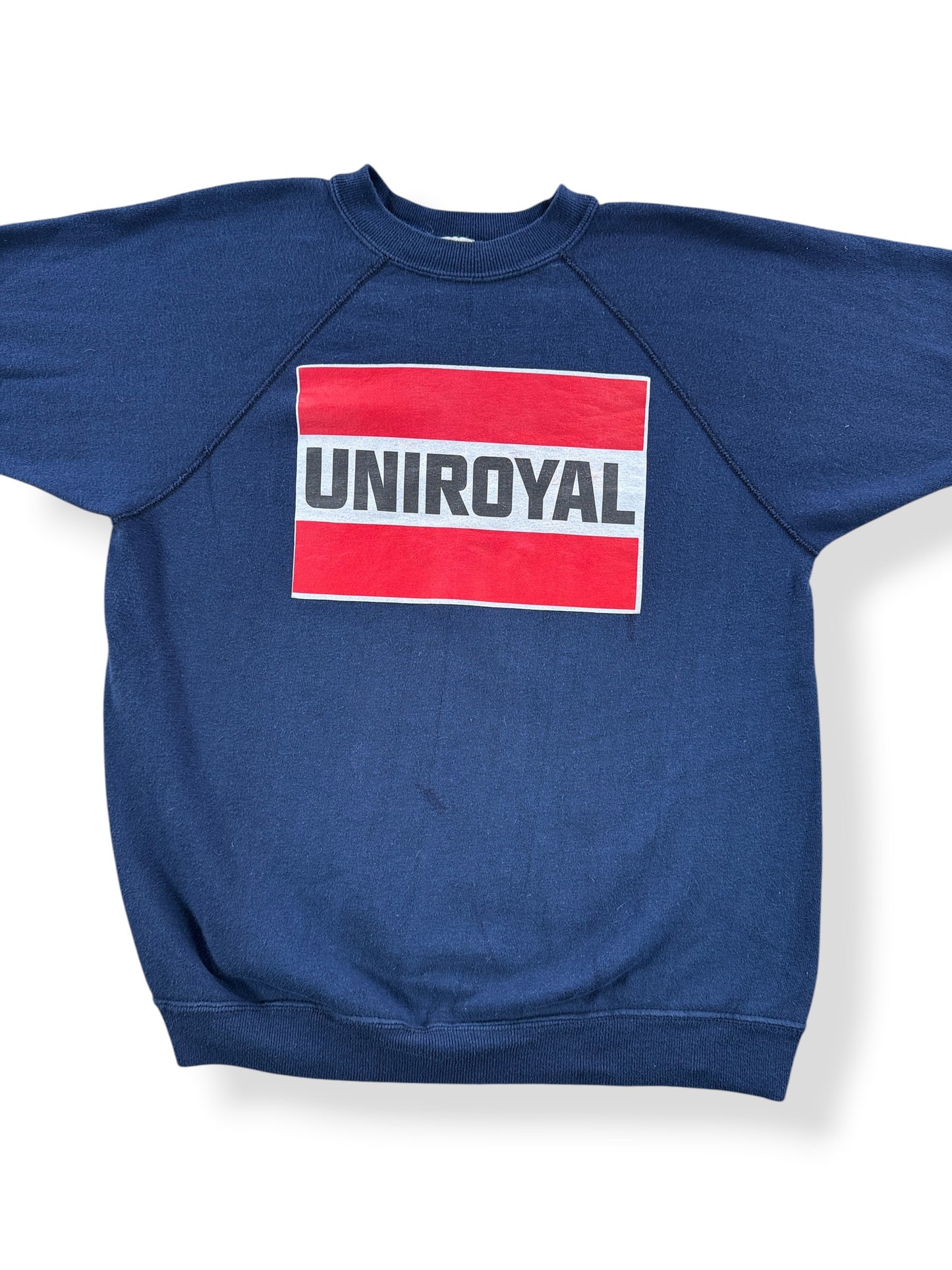 Front Close Up of Vintage Uniroyal Short Sleeve Crewneck SZ L (Fits S)