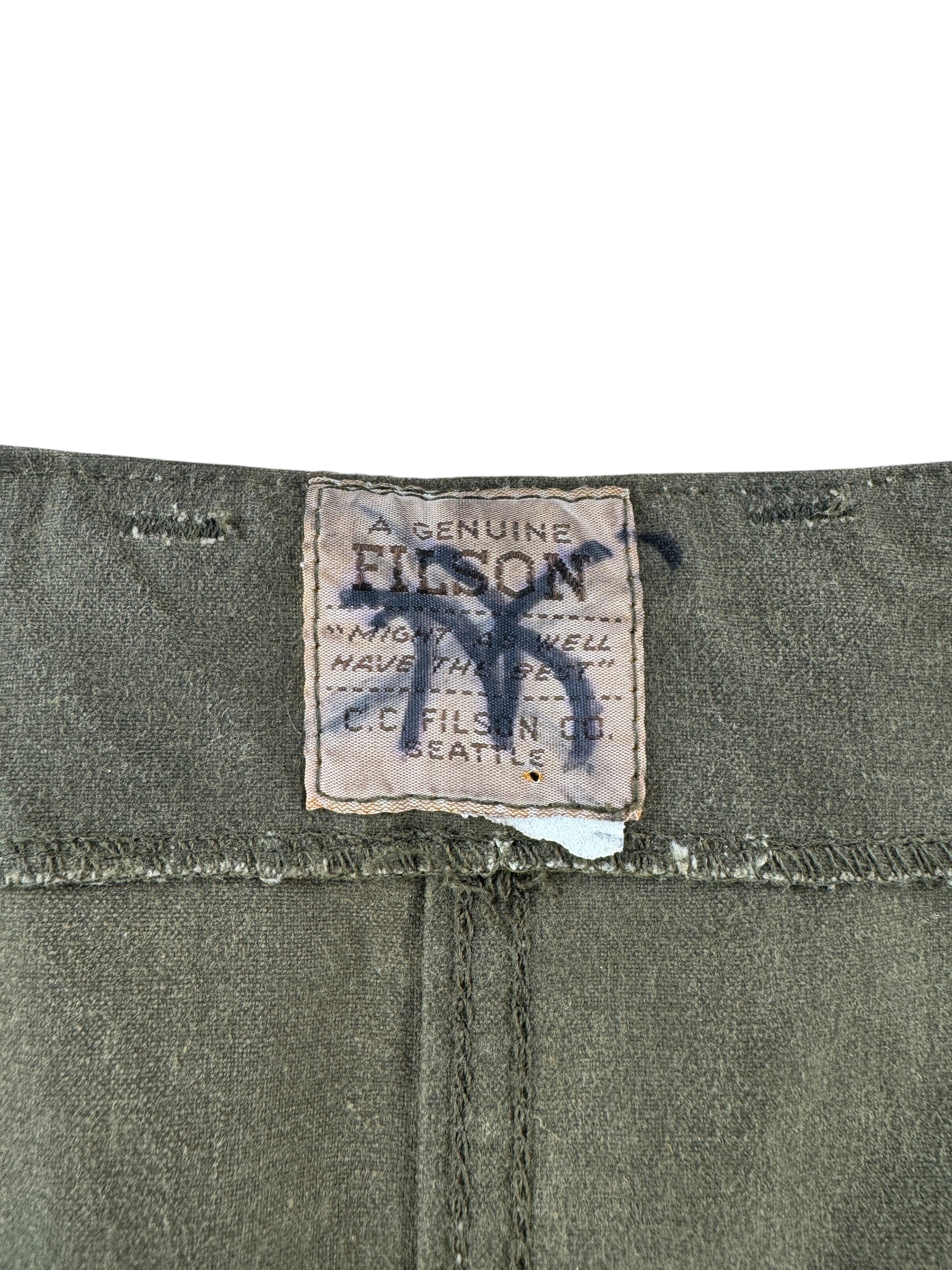 Tag on Vintage 90s Filson Tin Cloth Hunting Vest SZ L